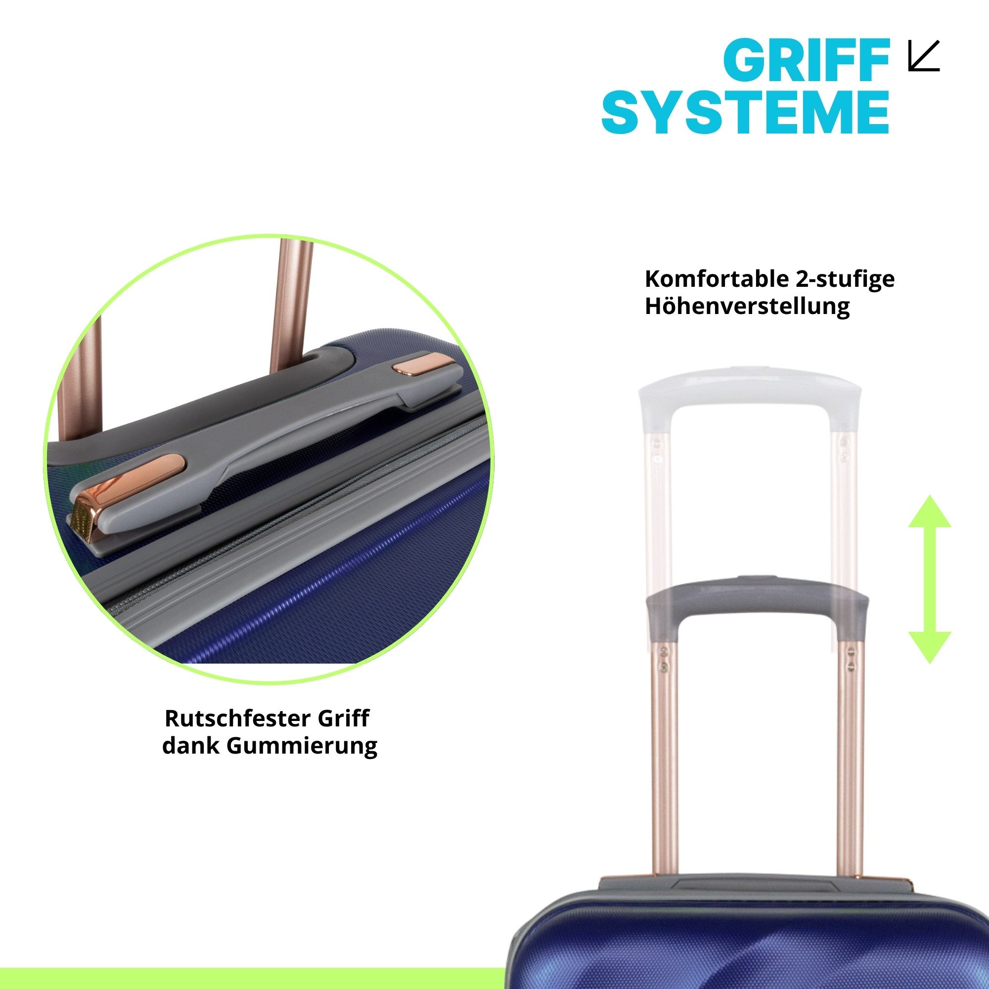 Crosstravel Kofferset Amy, 4 Rollen, (Größe M+L, 2 tlg., Hartschalen Trolley Set), Robuste Hartschale mit TSA-Schloss und Wasserabweisender Oberfläche
