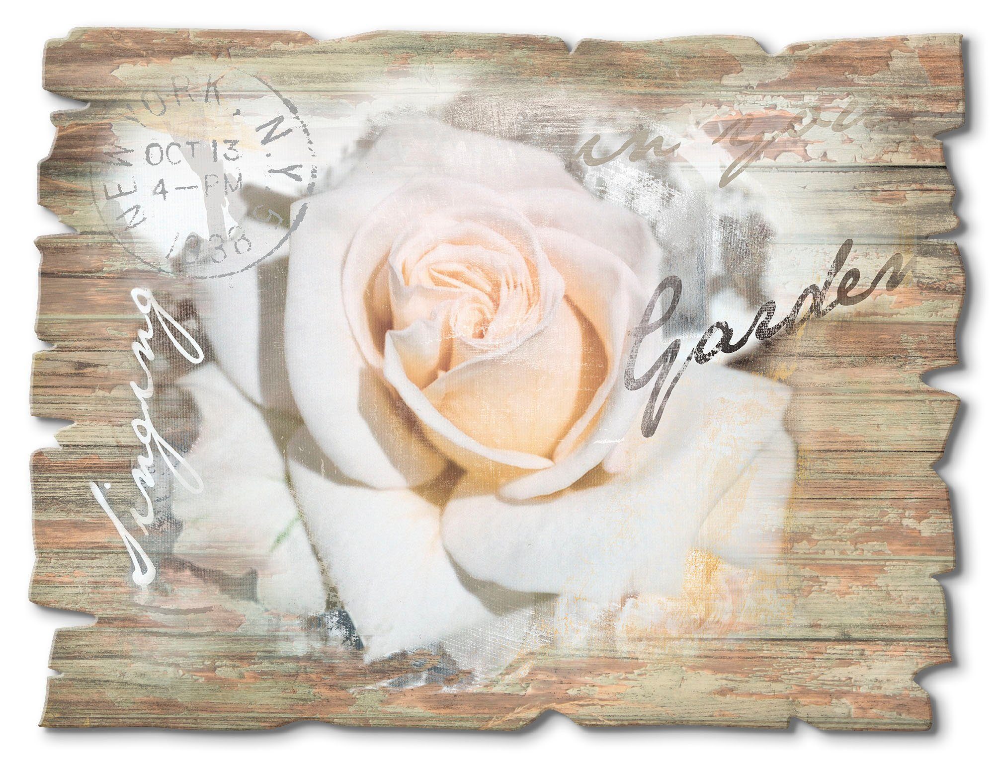 Artland Holzbild In Buchstaben - Rose, Blumen St) (1