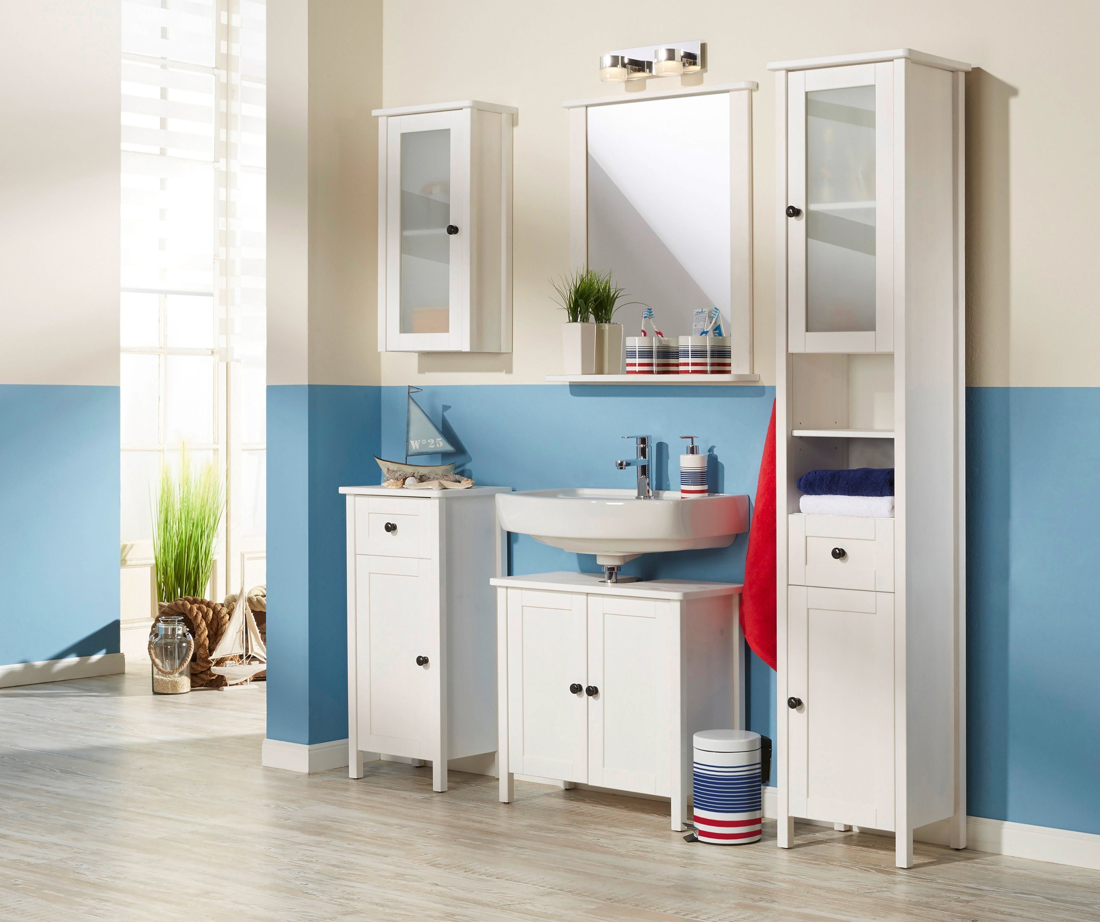 welltime Waschbeckenunterschrank Sylt Badmöbel im Landhaus-Stil, Breite 64 günstig online kaufen