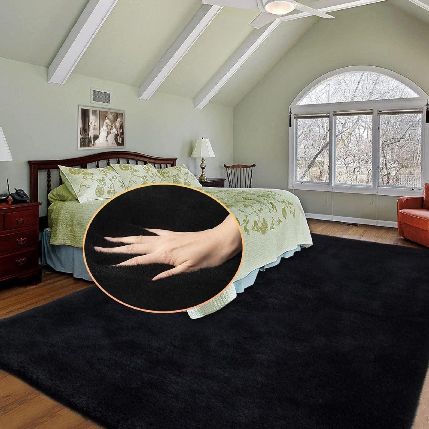 LuxusKollektion Fellteppich Teppich Fellteppich Kunstfell waschbar 240 x 300 cm Rechteckig Schwarz, rechteckig, Höhe: 30 mm