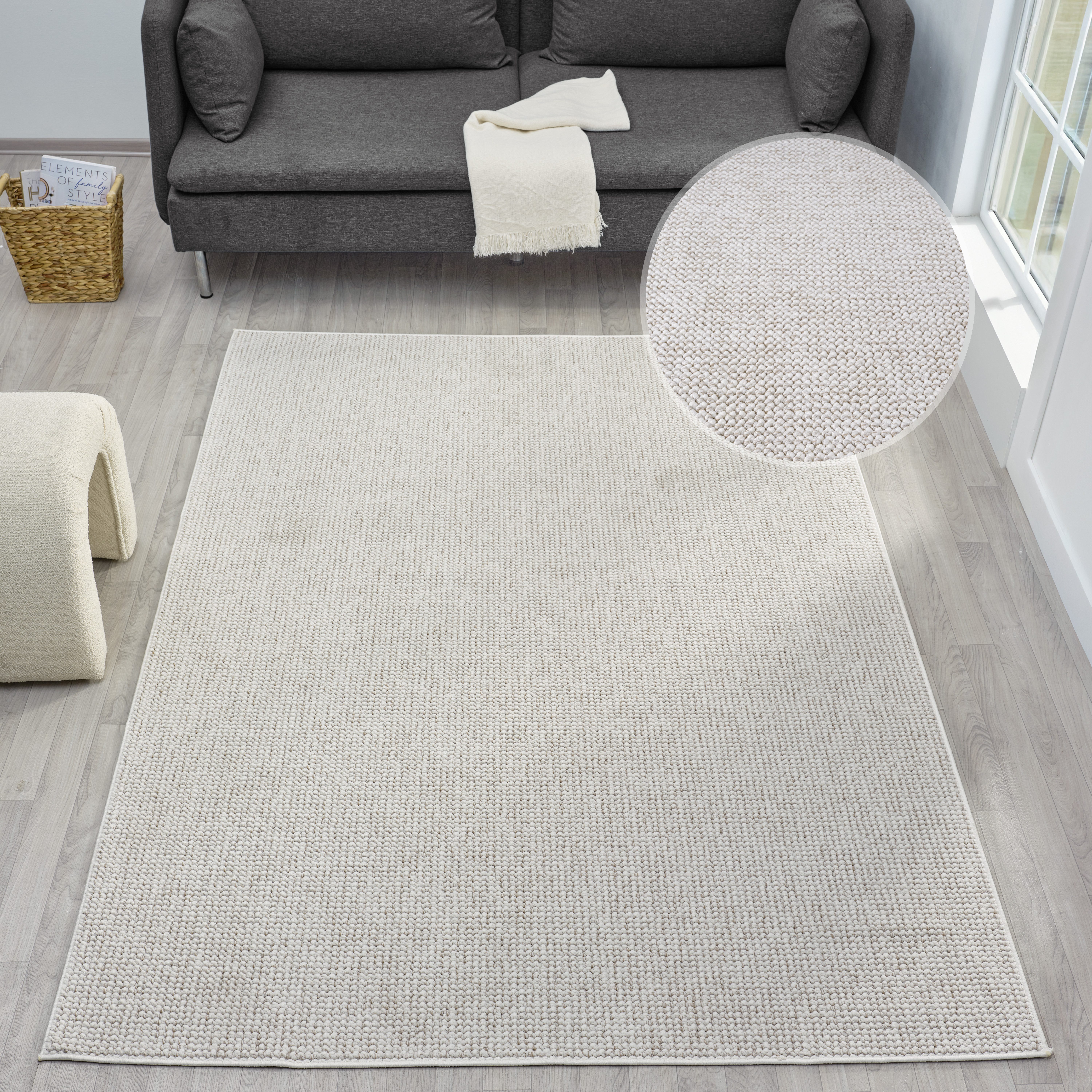 OTTO home Teppich Lilri, Woll-Look, Scandi, rechteckig, Höhe: 10 mm, Wolloptik, Wohnzimmer, Schlafzimmer, Esszimmer