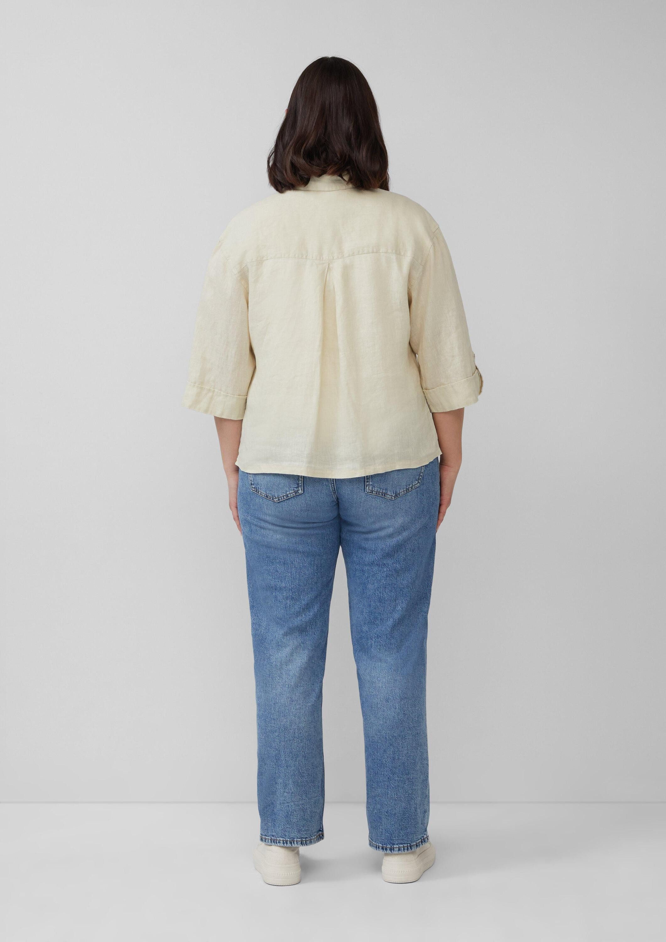 s.Oliver Kurzarmbluse Bluse Leinen-Overshirt im Relaxed Fit mit weiten 3/4-Ärmeln