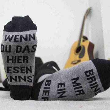 Alster Herz Freizeitsocken 2 Paar Wenn Du Das Lesen Kannst Bring Mir Bier Lustig Socken A0208 (2-Paar) lustige Socken