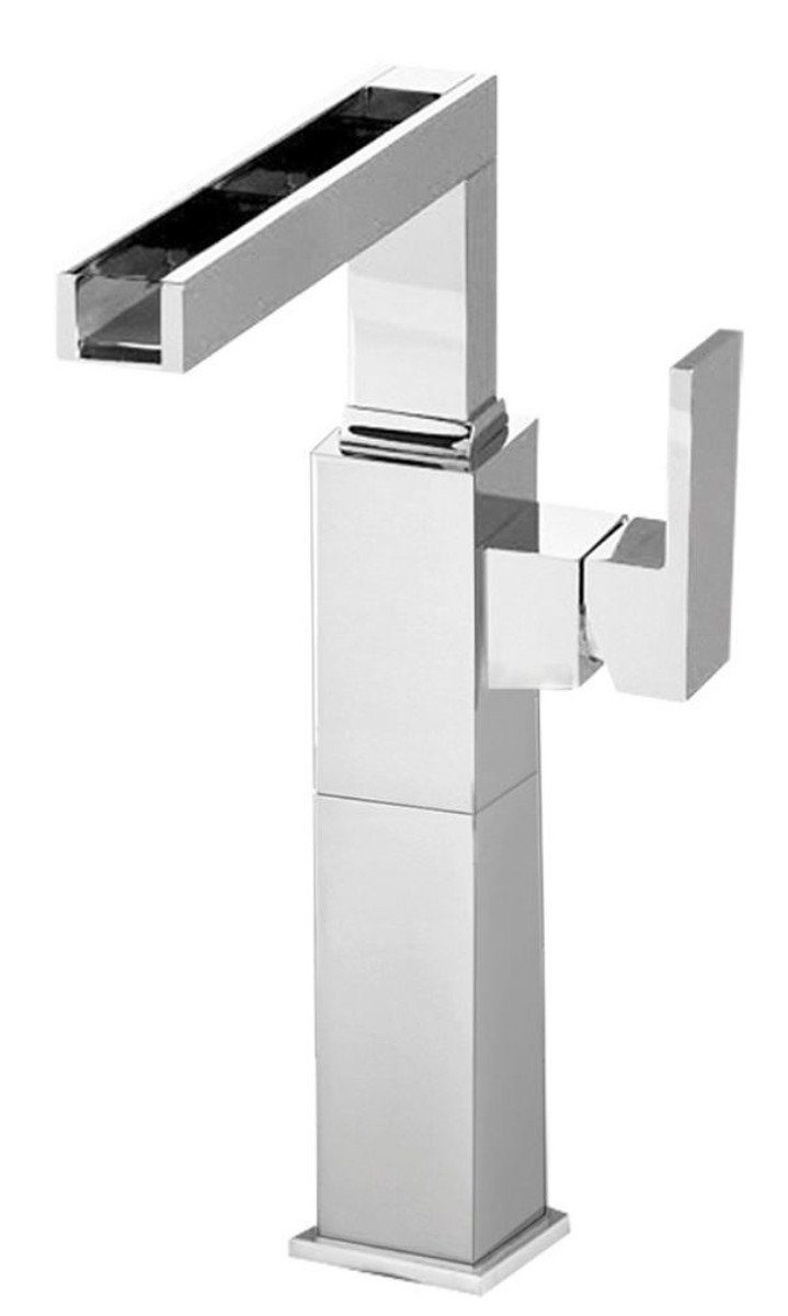 Casa Padrino Waschtischarmatur Luxus Badezimmer Waschtischarmatur Silber H. 31 cm - Einhand-Waschtischbatterie mit Wasserfall-Auslauf
