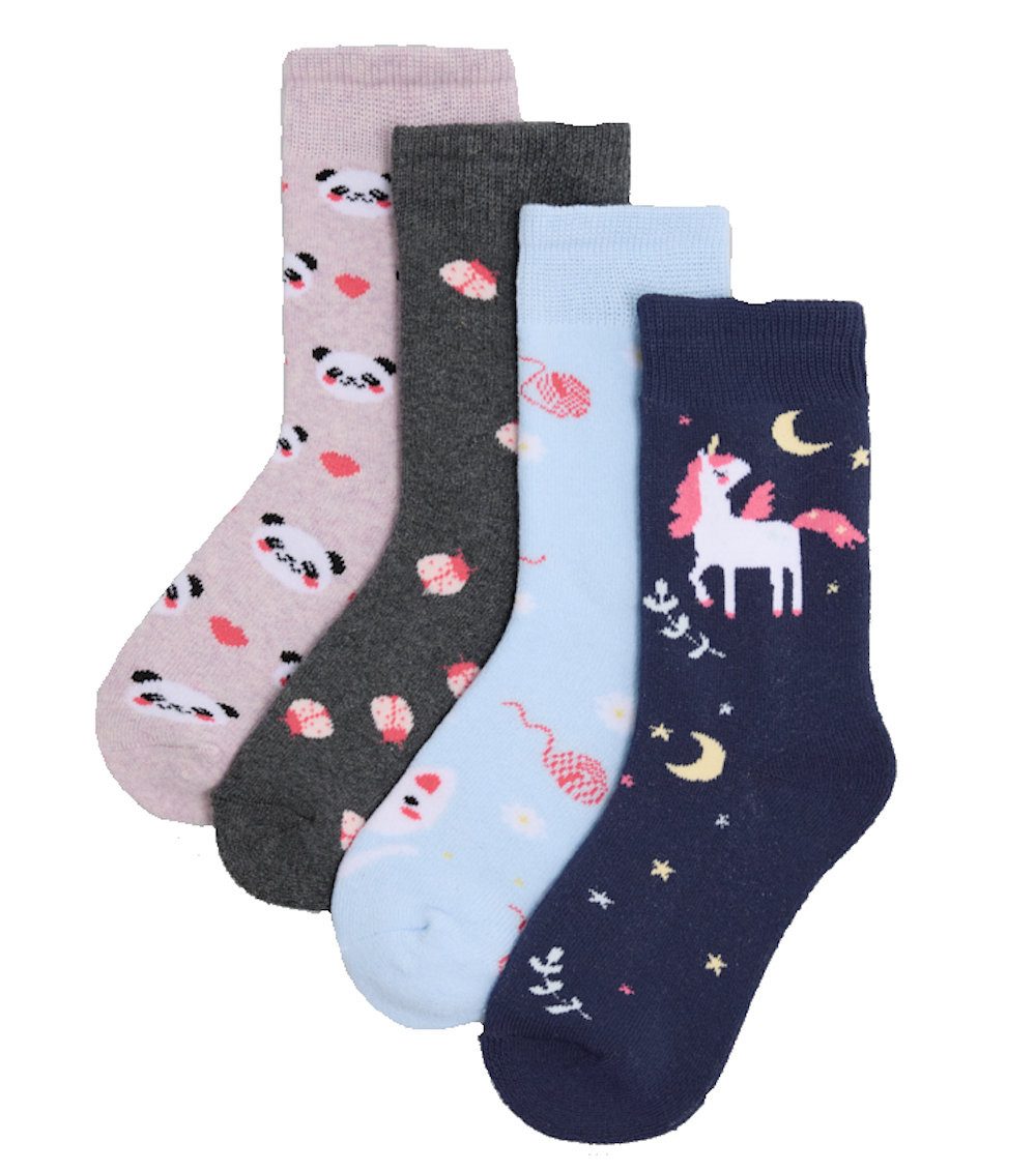 YSABEL MORA Thermosocken Ysabel Mora 4er Pack Mädchen Thermosocken Strümpfe Panda Katze Käfer (4-Paar)