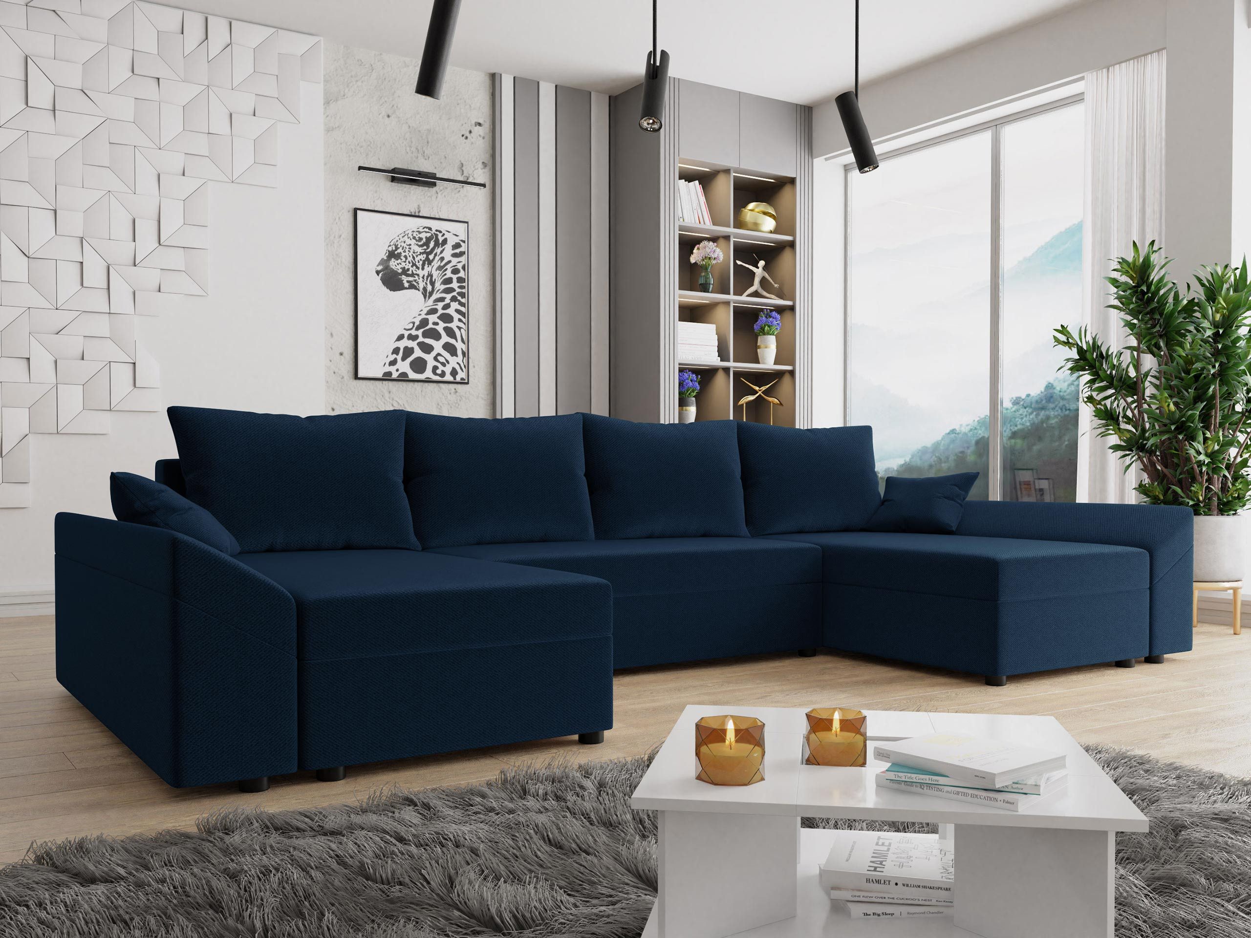 MIRJAN24 Wohnlandschaft Dante U Lux, mit Schlaffunktion und Bettkasten, 5 Sitzer, Symmetrisches U-Form