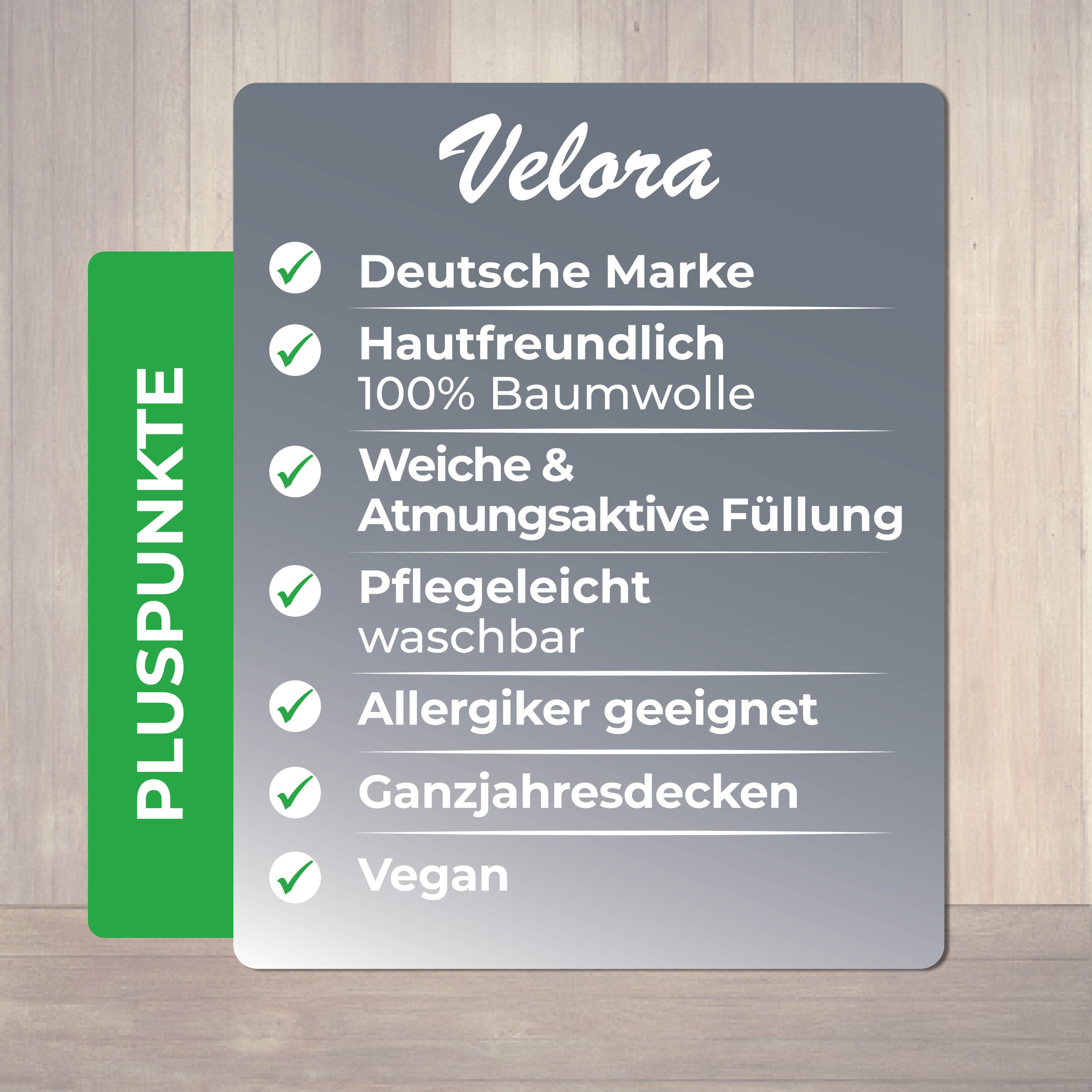 VELORA Bett-Set Bettdecke 135x200 – Allergikerfreundlich & atmungsaktiv, Füllung: Polyester, natürliche Ganzjahresdecke - Vegane Bettdecke