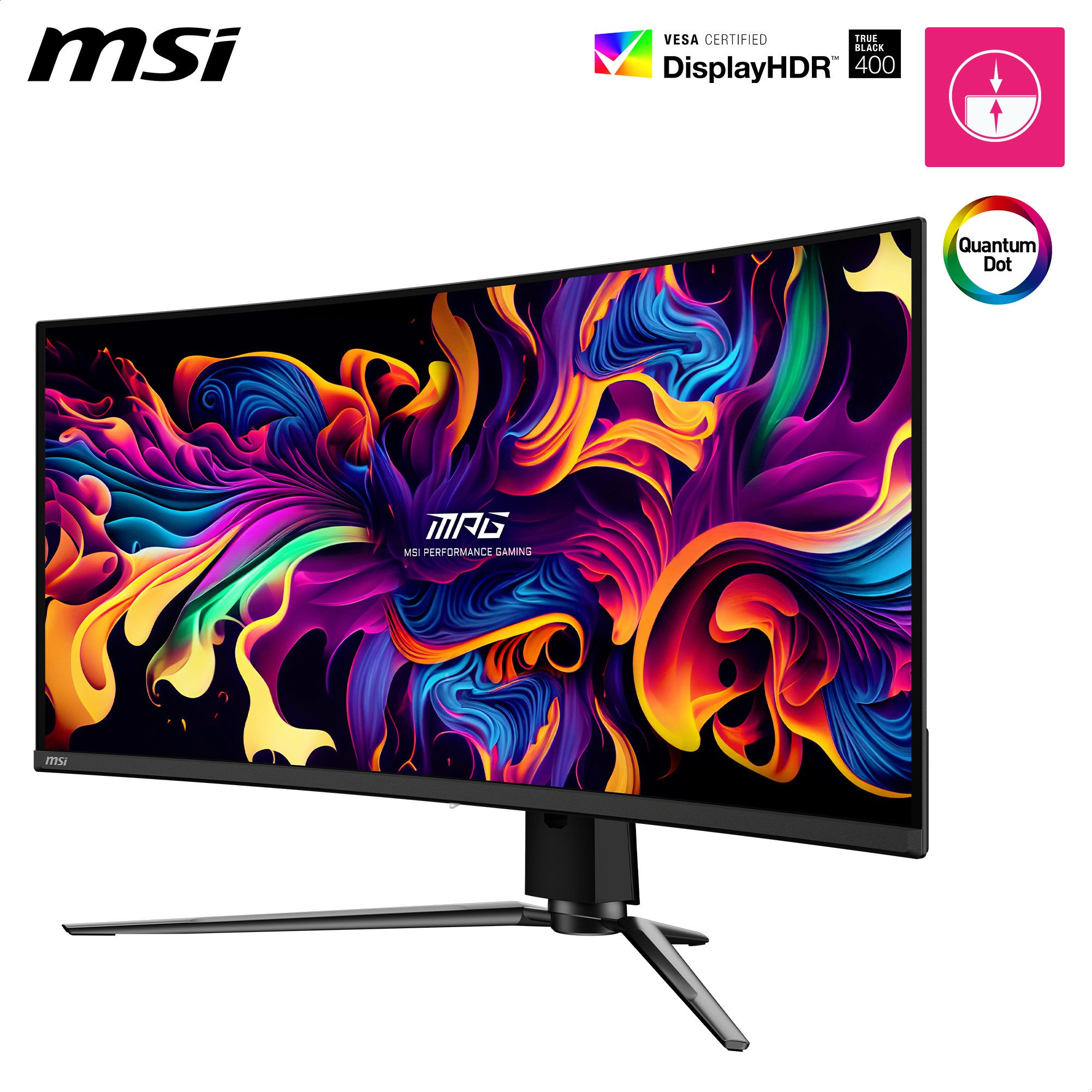 MSI MPG 341CQPX QD Curved-Gaming-OLED-Monitor (86,8 cm/34 ", 3440 x 1440 px, UWQHD, 0,03 ms Reaktionszeit, 240 Hz, OLED, 3 Jahre Herstellergarantie, höhenverstellbar, USB-C)