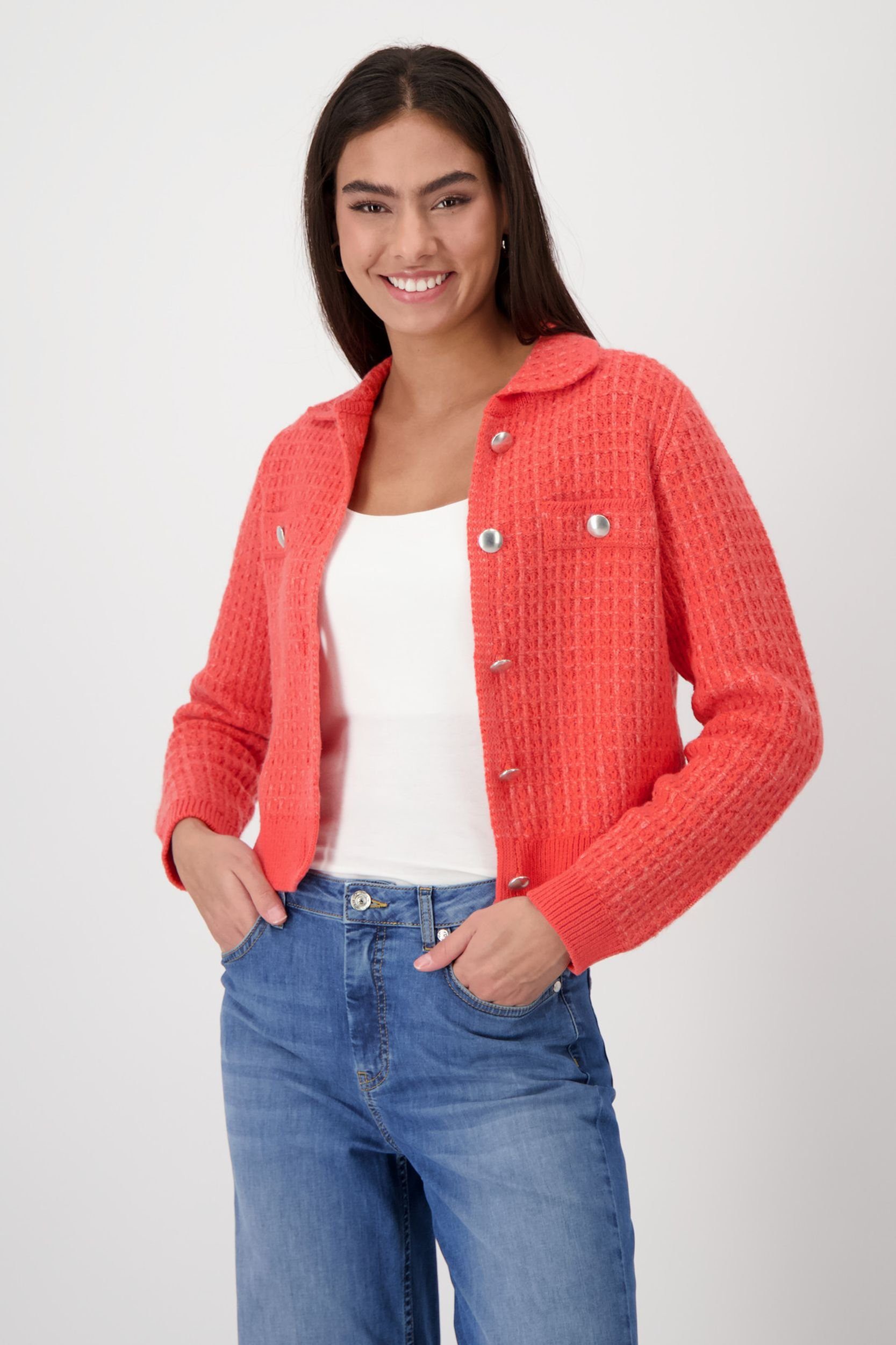 Strickpullover Strickjacke, bright coral