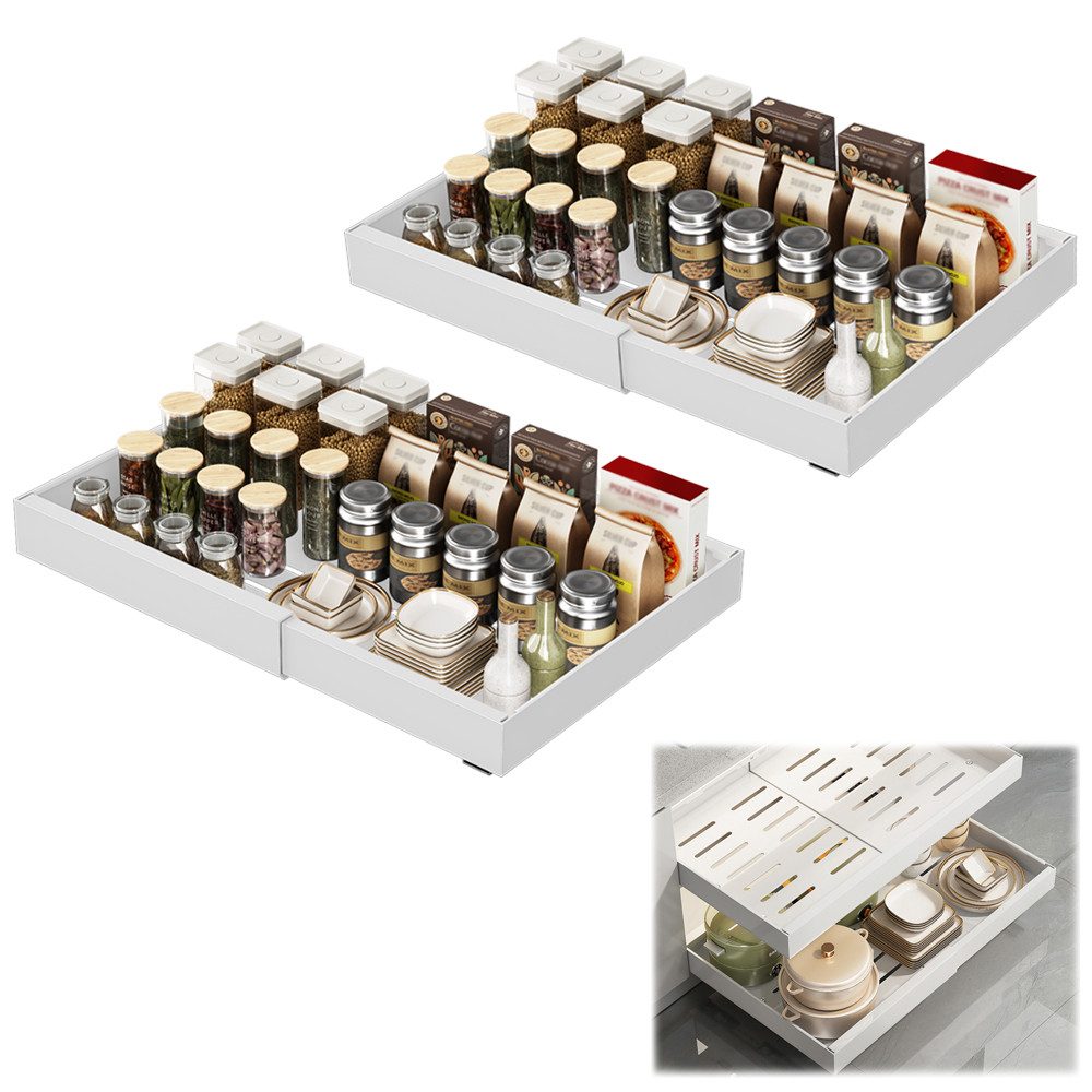 NUODWELL Schubkasteneinsatz Teleskopschublade, Verstellbare Breite Ausziehbarer Schrank-Organizer (2 St)