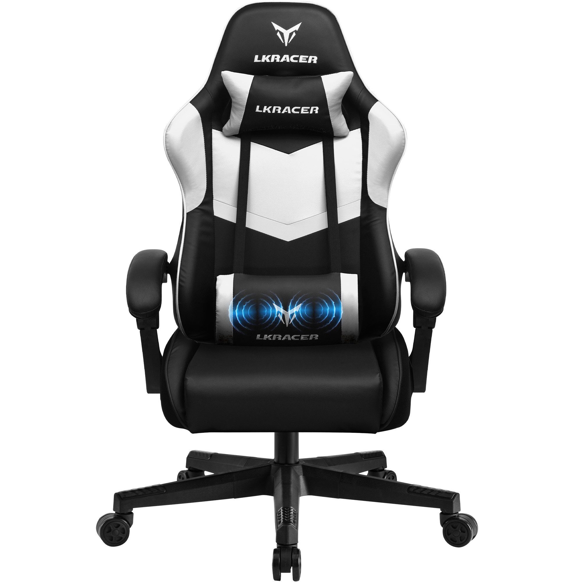 GTPLAYER Gaming-Stuhl Bürostuhl Massage Gaming Sessel Ergonomischer Gamer Stuhl, Massage-Lendenkissen, Gepolstert Gaming Chair bis 150kg