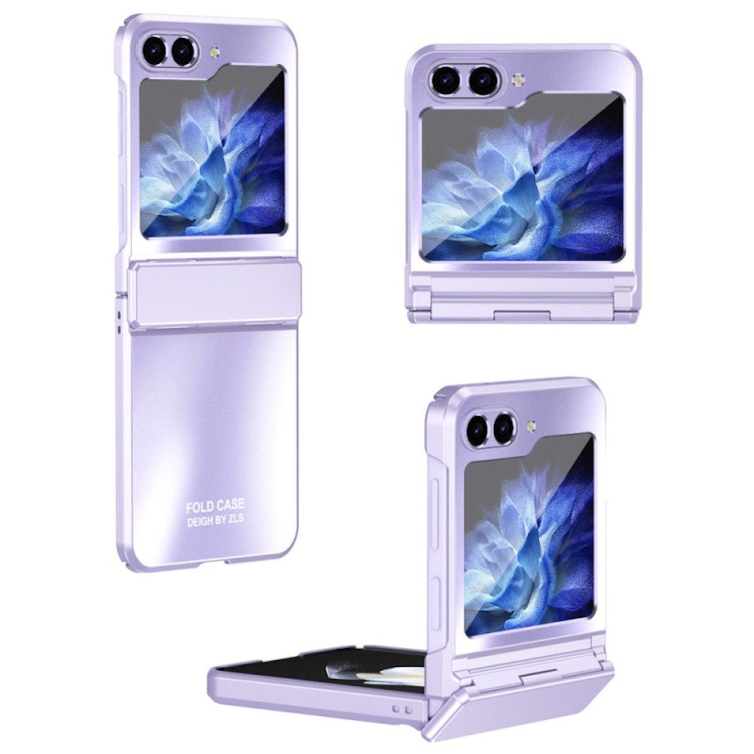 Wigento Handyhülle Für Samsung Galaxy Z Flip7 FE / Flip6 5G Design Metallic Schutz Hülle, Design Metallic Effekt Kunststoff Handy Schutz Hülle