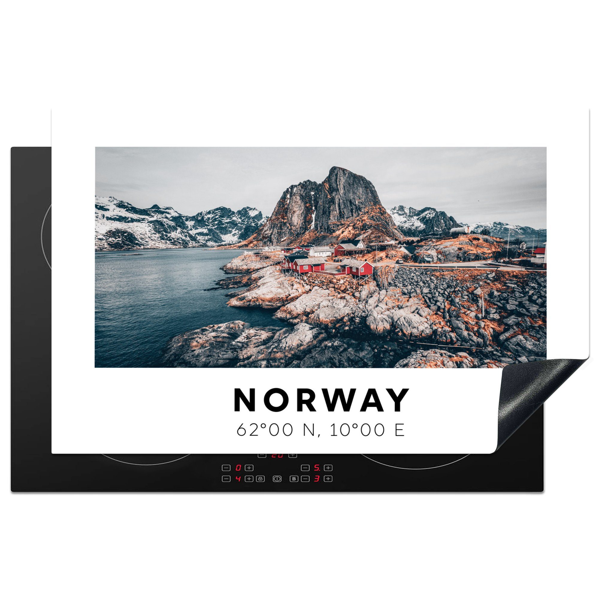 MuchoWow Herdblende-/Abdeckplatte Norwegen - Gletscher - See, Vinyl, (1 tlg), 81x52 cm, Induktionskochfeld Schutz für die küche, Ceranfeldabdeckung