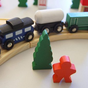 eyepower Spielzeug-Eisenbahn 48-teilige Holzeisenbahn Starter-Set Spielzeug, Holzbahn Kinder-Bahn Zug Holz