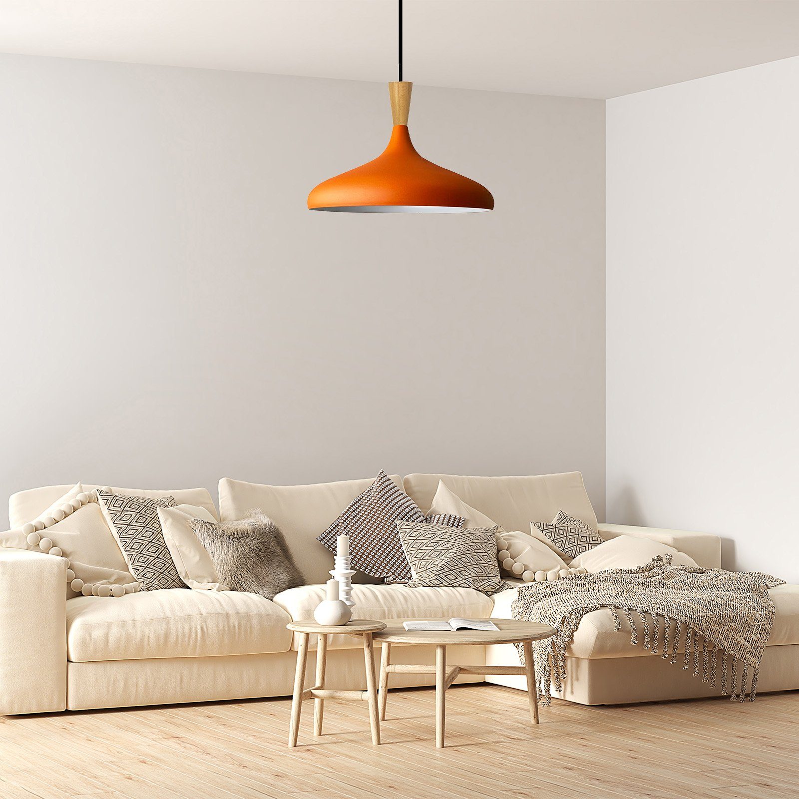 Bamyum Pendelleuchte Champion Kegel Holz-Kopfteil 35 cm Metall E27 Modern P günstig online kaufen