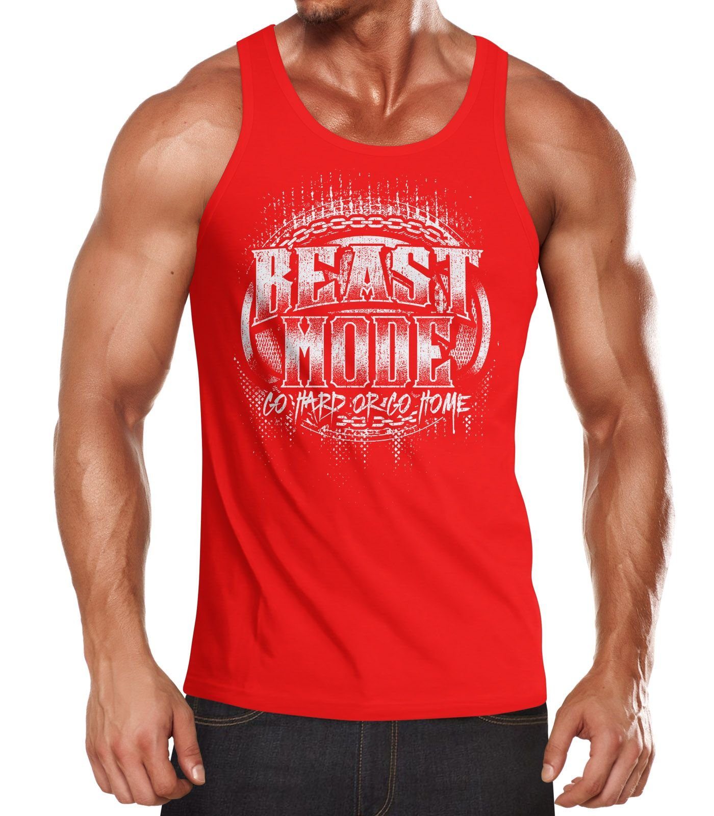 MoonWorks Tanktop Herren Tank-Top Beast Mode Moonworks® mit Print