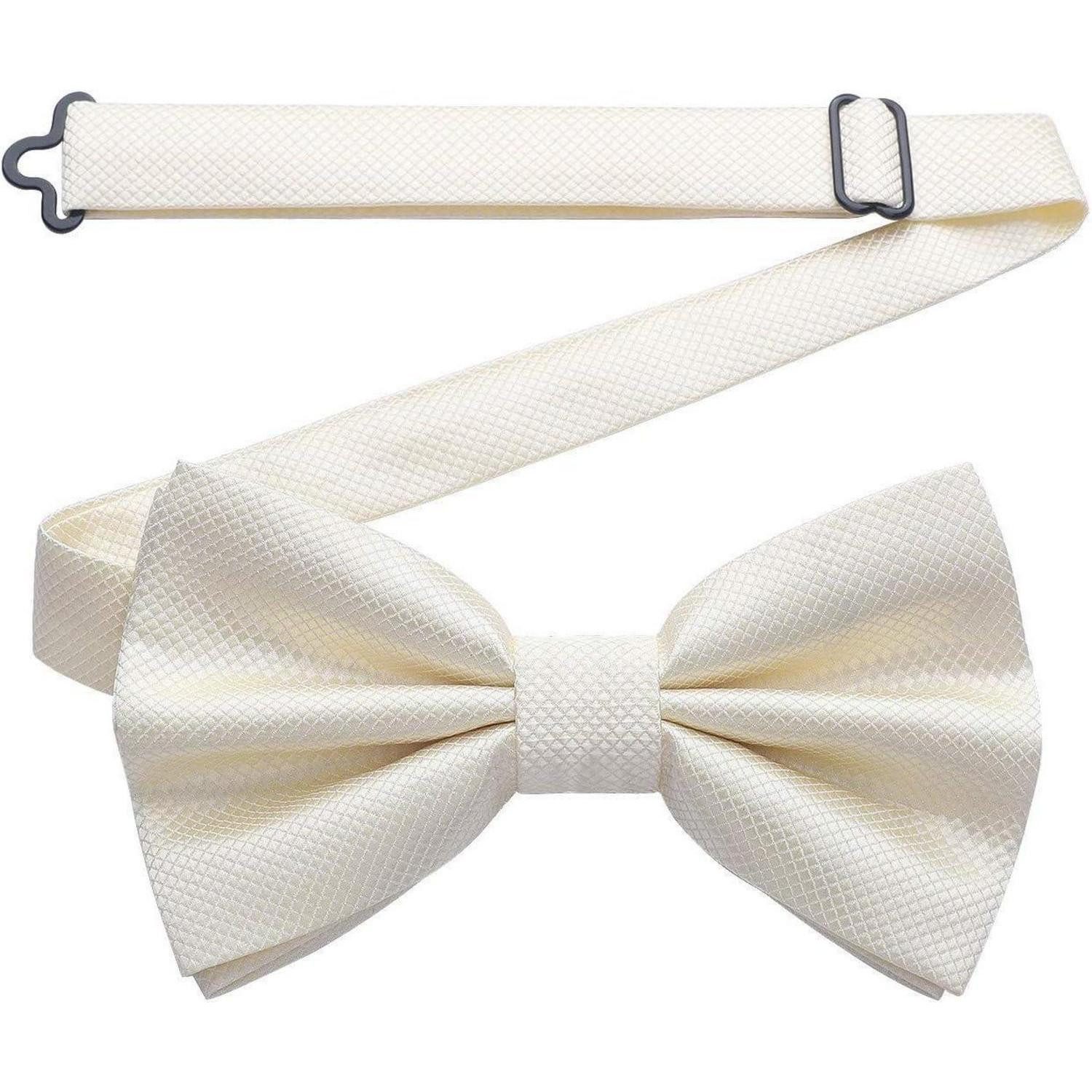 LuxusKollektion Fliege Fliege Herren Bereits Gebunden Verstellbar Paisley Hochzeit Cremeweiß