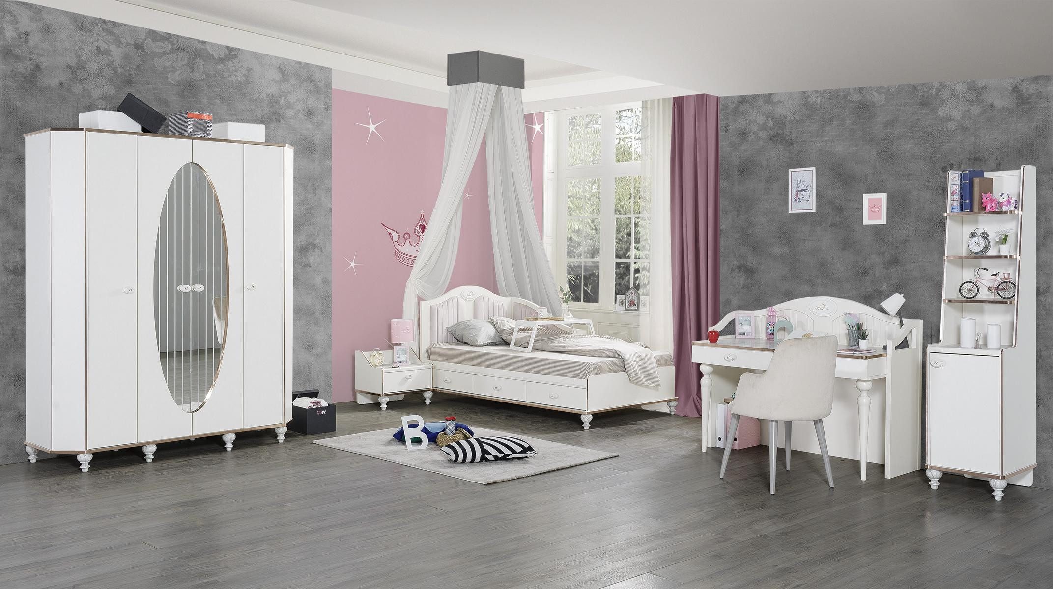 Jugendzimmer-Set Modernes Kinderzimmer Set in Weiß aus hochwertigem Holz