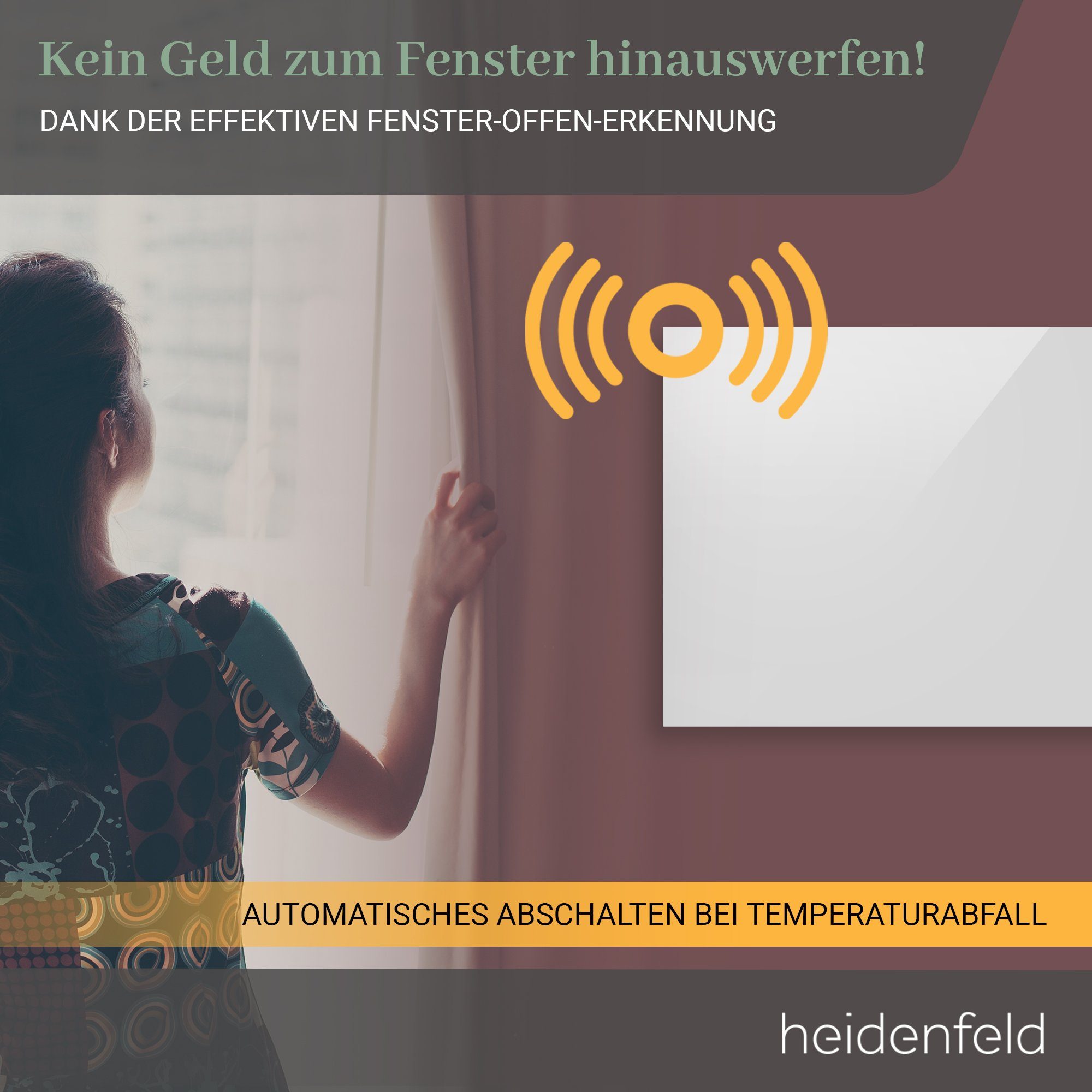 Decken Fenster-Auf-Erkennung - - 10 W Heizung J. 1200 Wand - Elektroheizung Heidenfeld 300 Heizkörper HF-HP130 Infrarotheizung Infrarot - Fernbedienung Garantie,