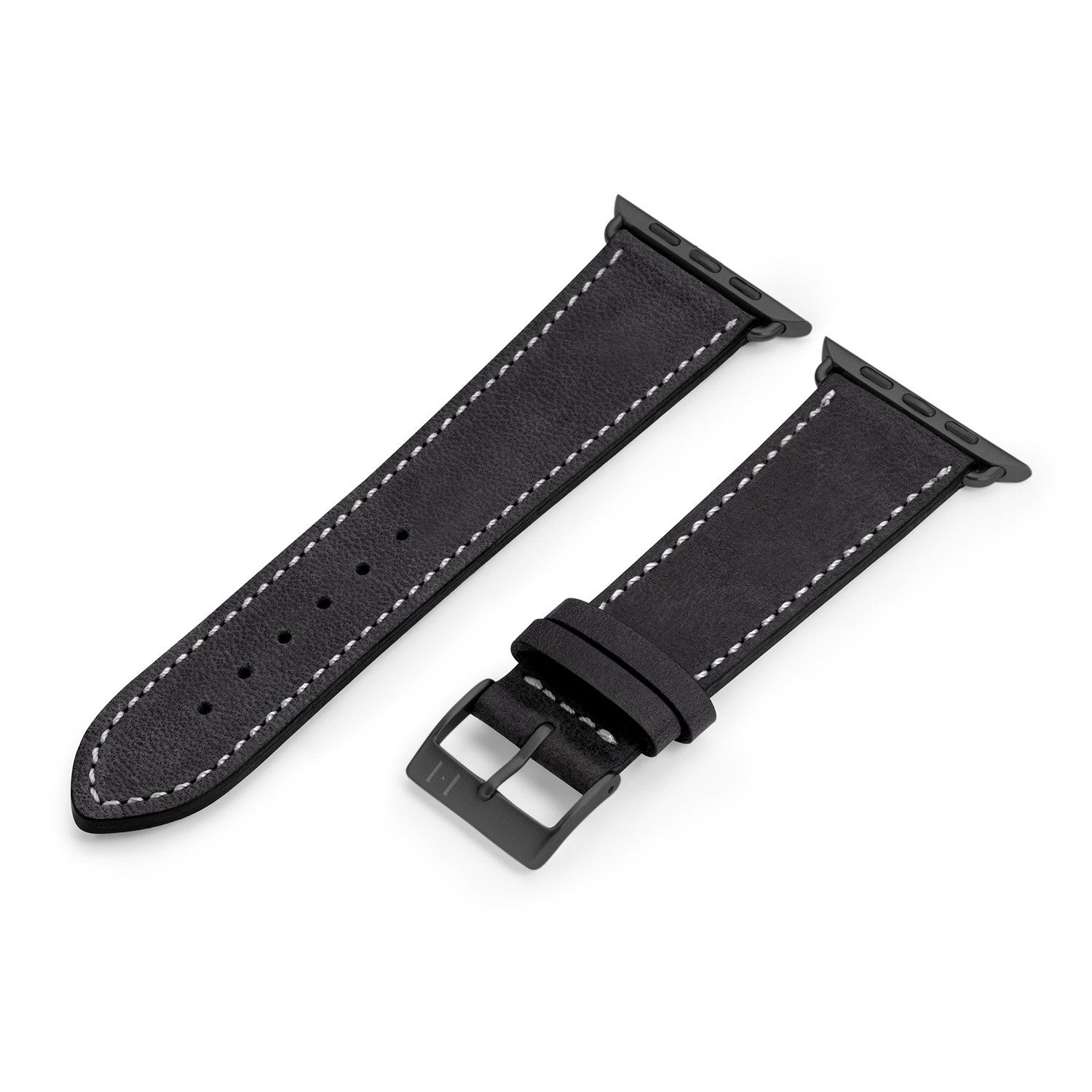 Selva Technik Uhrenarmband Lederarmband HOHELUFT, kompatibel mit Apple Watch 1-9, SE, Schwarz