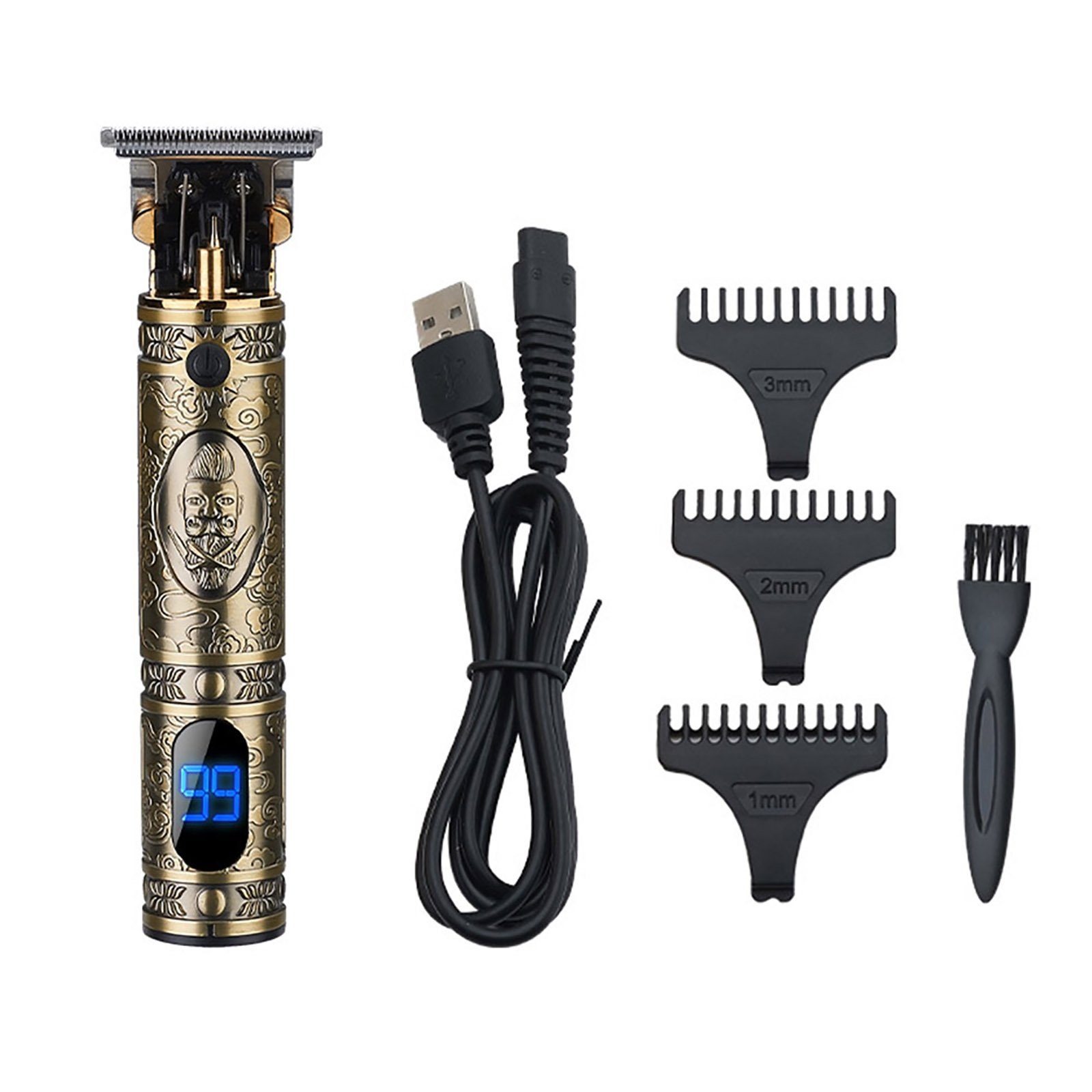 Daskoo Haarschneider Profi mit 3 Kamm LED-Display, Wasserdicht, Bartschneider Herren, Männer Haarschneider, Elektrisch Barttrimmer Bronze