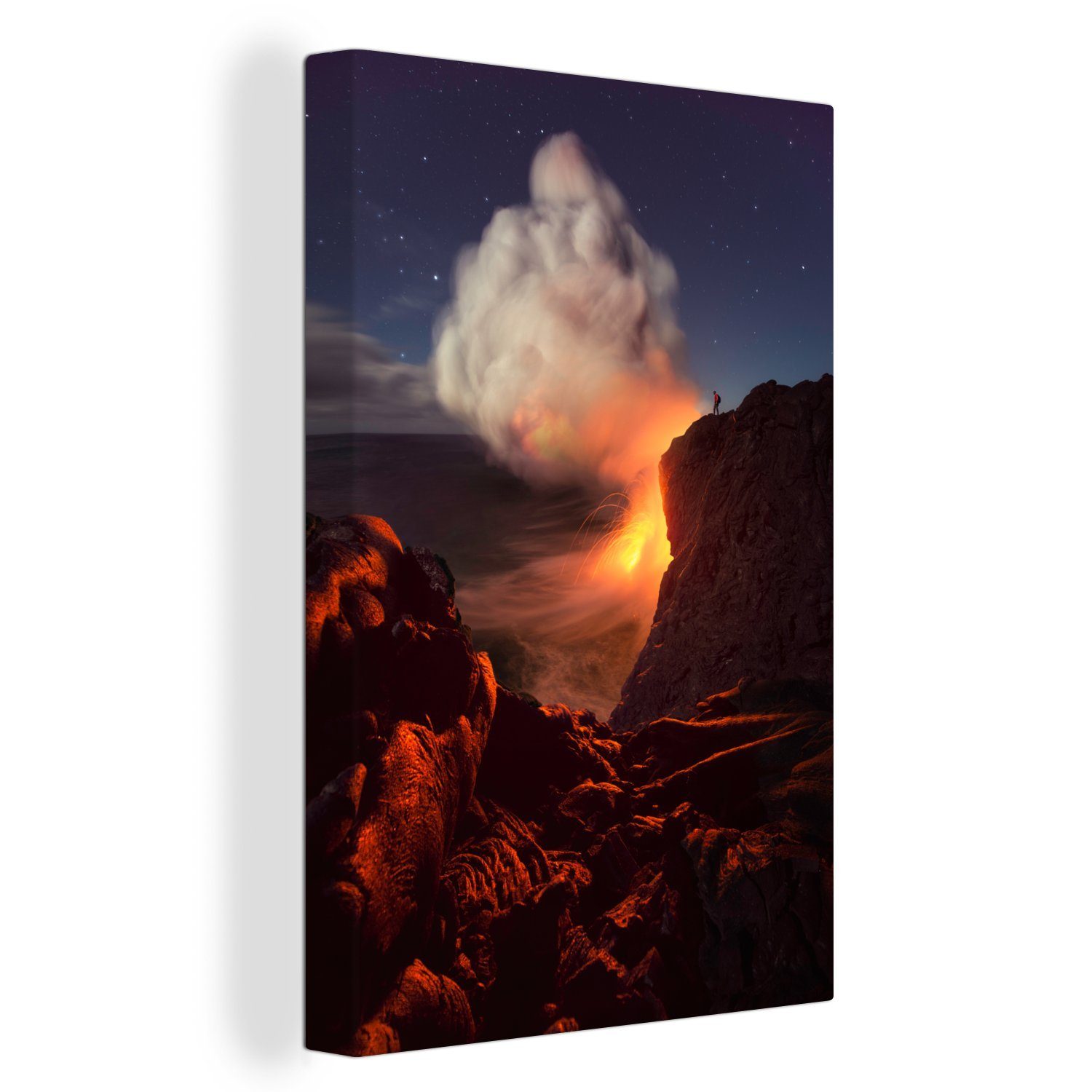 unverzichtbar OneMillionCanvasses® Leinwandbild Ausbrechender Vulkan (1 Gemälde, St), inkl. fertig bespannt 20x30 Kilauea, Zackenaufhänger, cm Leinwandbild