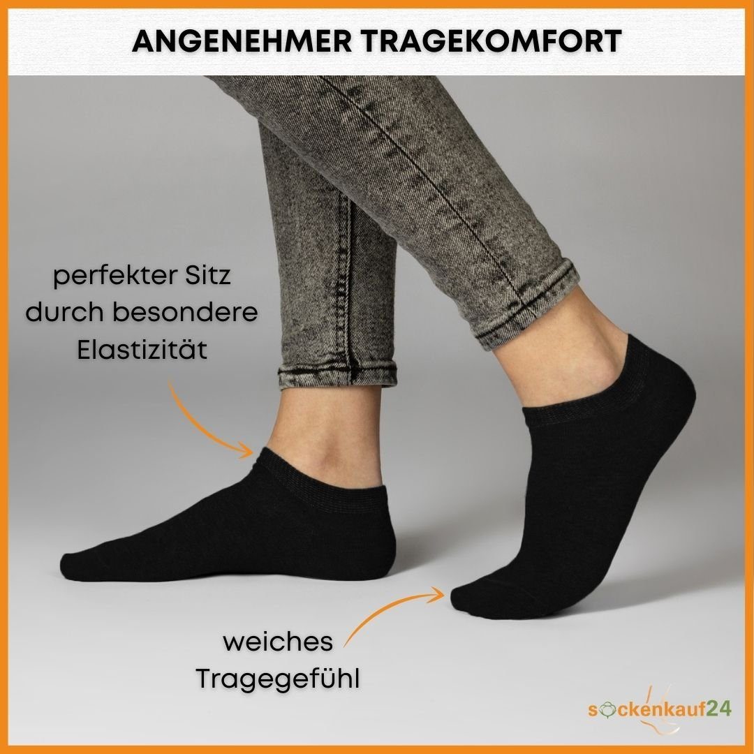 sockenkauf24 Sneakersocken 10 Paar Basic Sneaker Socken Herren & Damen aus Baumwolle (Schwarz/Weiß, 43-46) mit Komfortbund (Basicline) - 70202T WP
