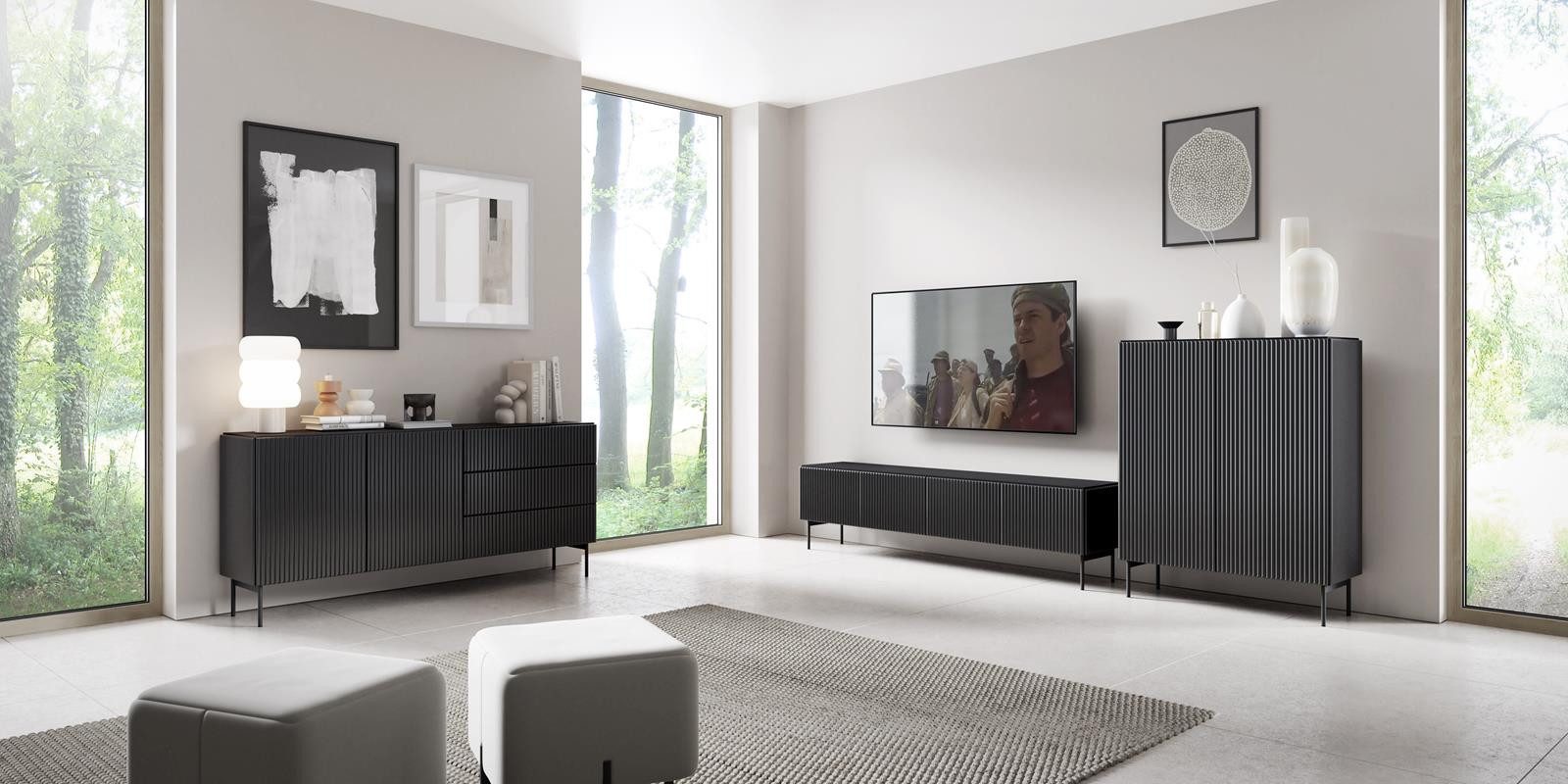 Compleo TV-Schrank viertürig, Fernsehschrank LOUISS, Modern günstig online kaufen