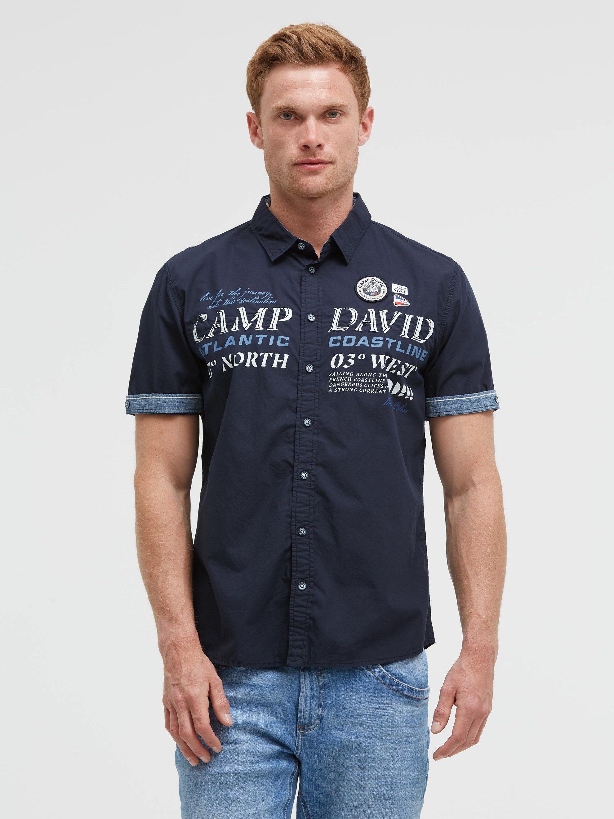 CAMP DAVID Kurzarmhemd mit Stickerei