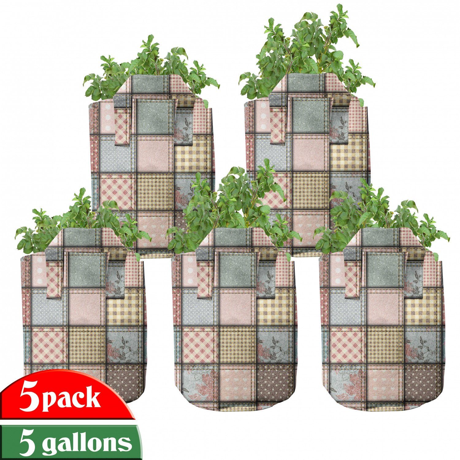 Abakuhaus Pflanzkübel hochleistungsfähig Stofftöpfe mit Griffen für Pflanzen, Shabby Chic Quadratische Stücke Tile