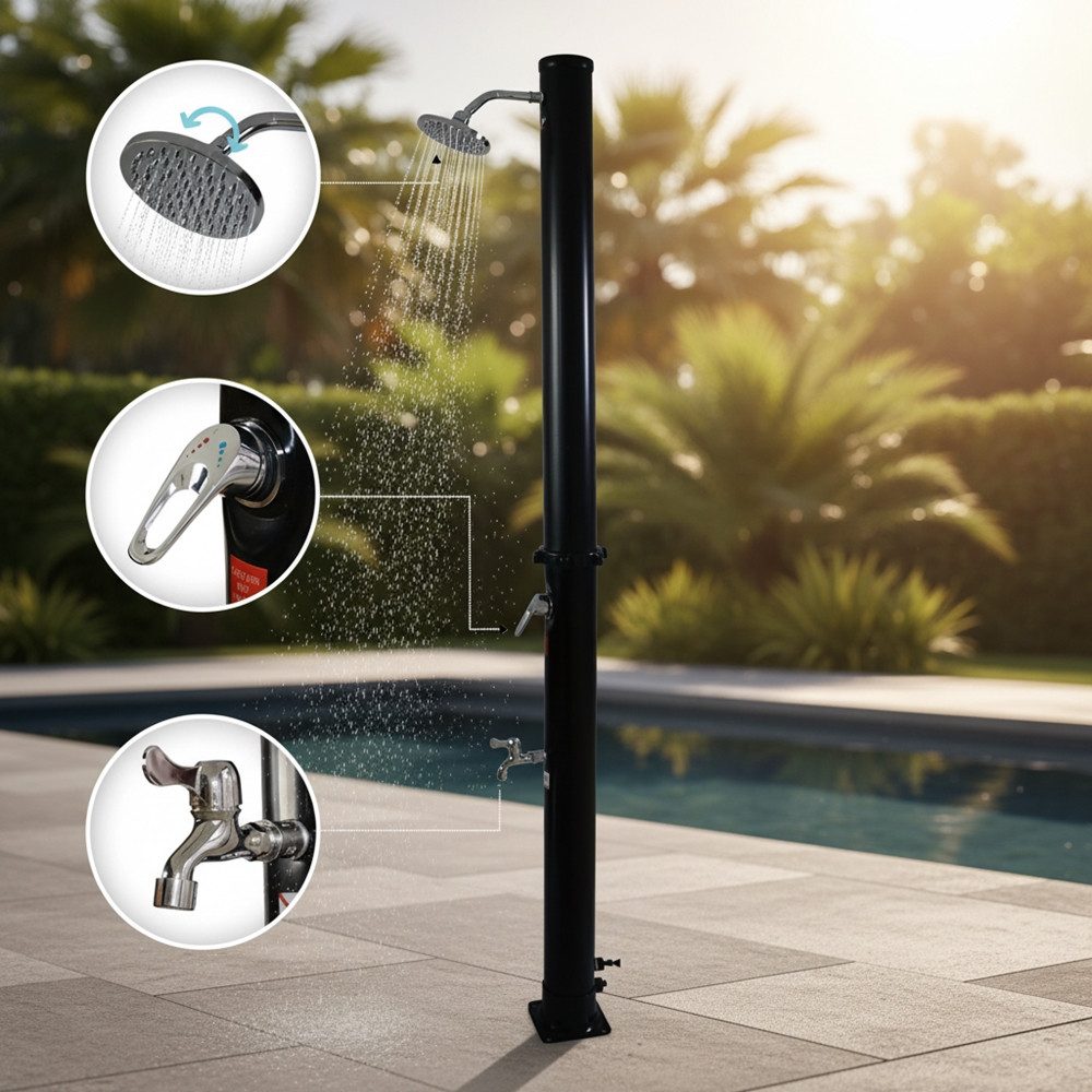 Melko Solardusche Solardusche Gartendusche 20L Pooldusche Campingdusche Außendusche (Stück), Wassertemperatur stufenlos einstellbar