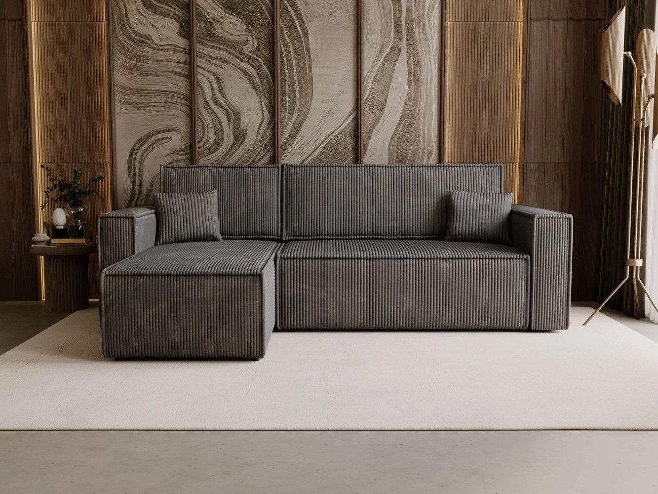 GrainGold Ecksofa mit Schlaffunktion und Bettkasten PRATO L - 253x145 cm, D günstig online kaufen