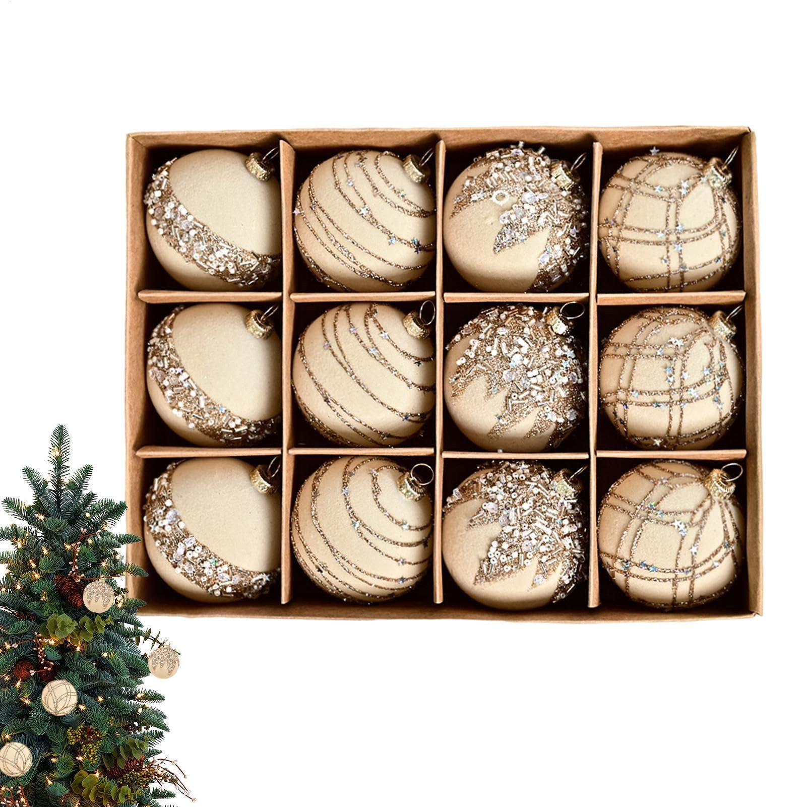 Cachito Weihnachtsbaumkugel Weihnachtsdeko Weihnachtskugeln 12-teiliges Set,Weihnachtsbaumschmuck