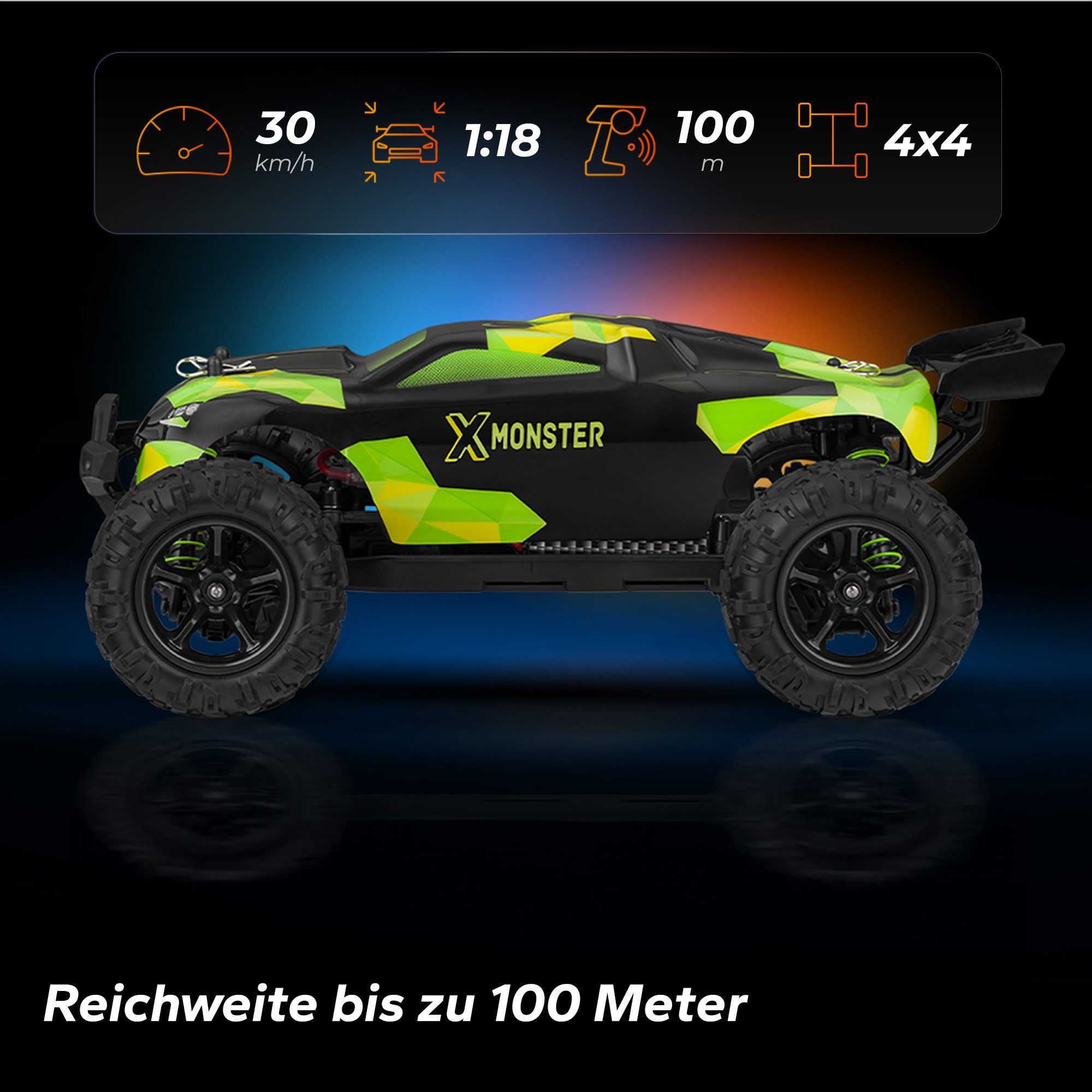 Overmax RC-Auto X-MONSTER 3.0 (Set, Komplettes Set mit Werkzeugen und Ersatzteilen), TÜV /2 Batterien/100m/30kmh/40min