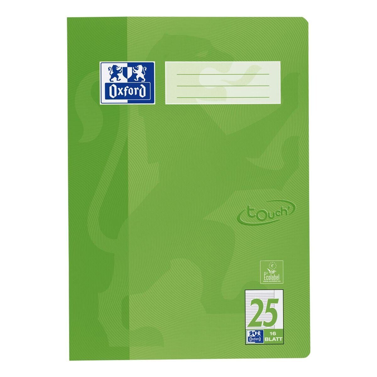 OXFORD Schulheft Touch, A4, liniert (Lineatur 25), Veredelung / Außenrand, ungelocht, 16 Blatt