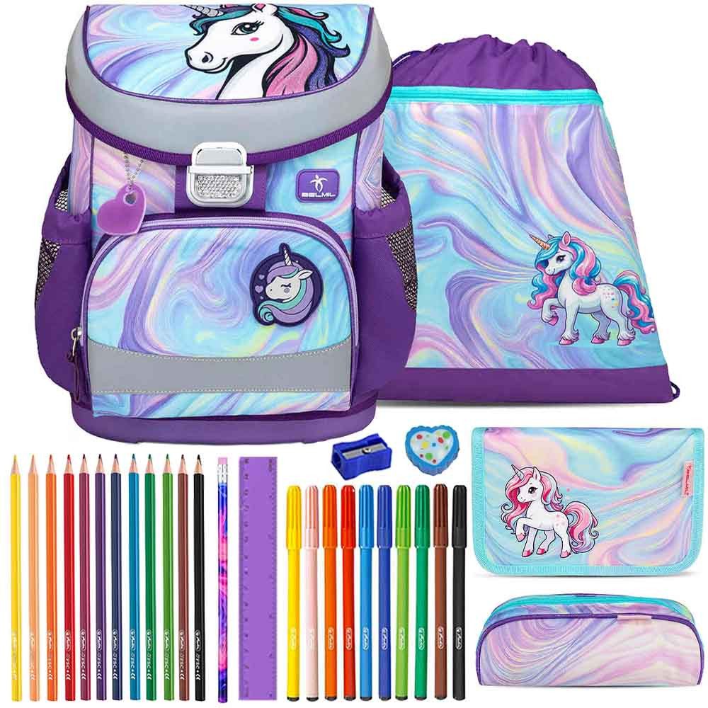 Belmil Schulranzen Set Mini Fit 10-teilig 2025 Mädchen Unicorn Dream