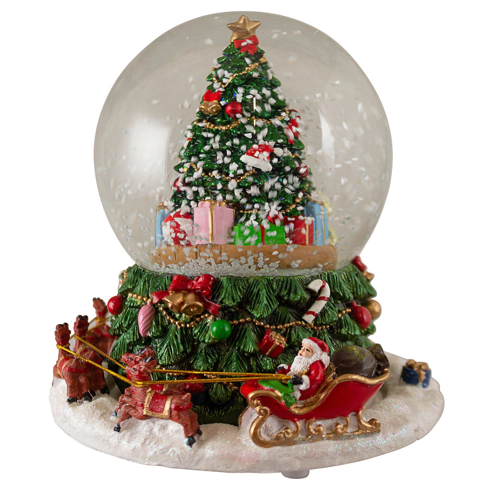Christmas Paradise Schneekugel mit Spieluhr 17cm, Weihnachtsbaum (mechanisch aufziehbar, Weihnachtsdeko, 1 St), spielt Melodie, Baum dreht sich