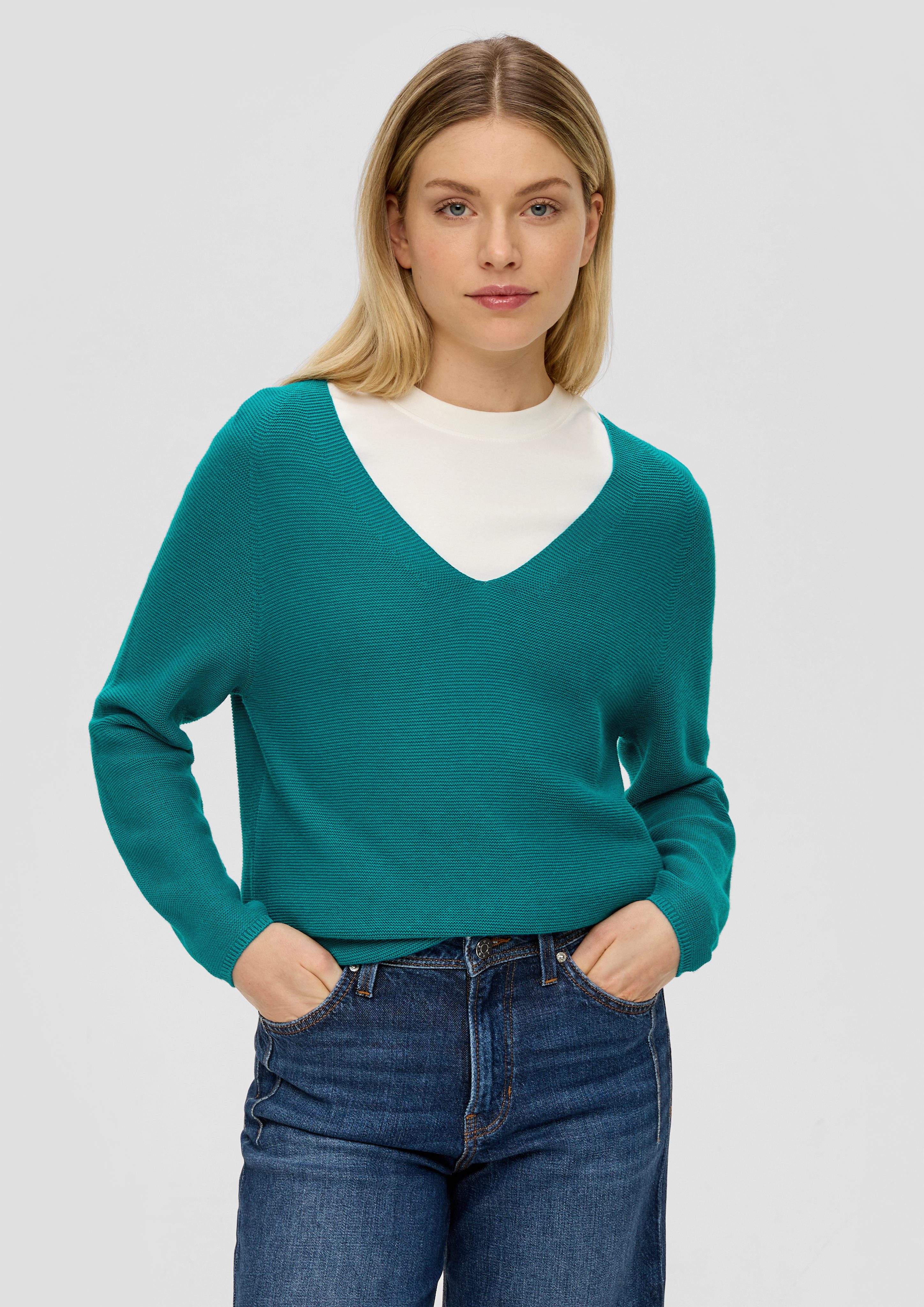Strickpullover Pullover mit V-Ausschnitt
