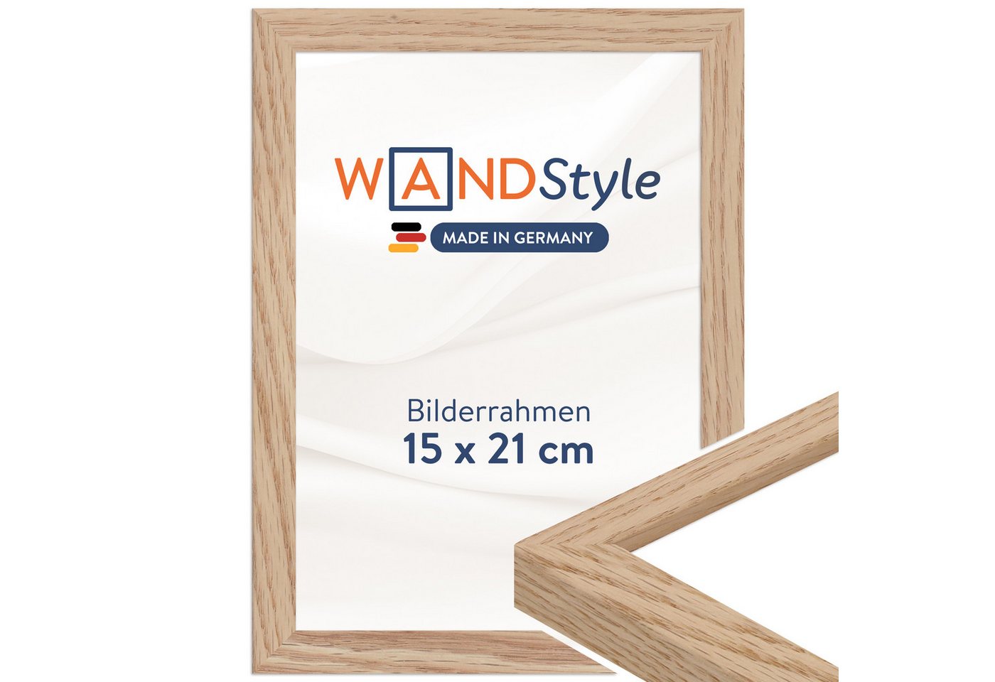 WANDStyle Bilderrahmen H950, Eiche Bilderrahmen A5 Holz, Moderner Fotorahmen Eiche 15x21 cm