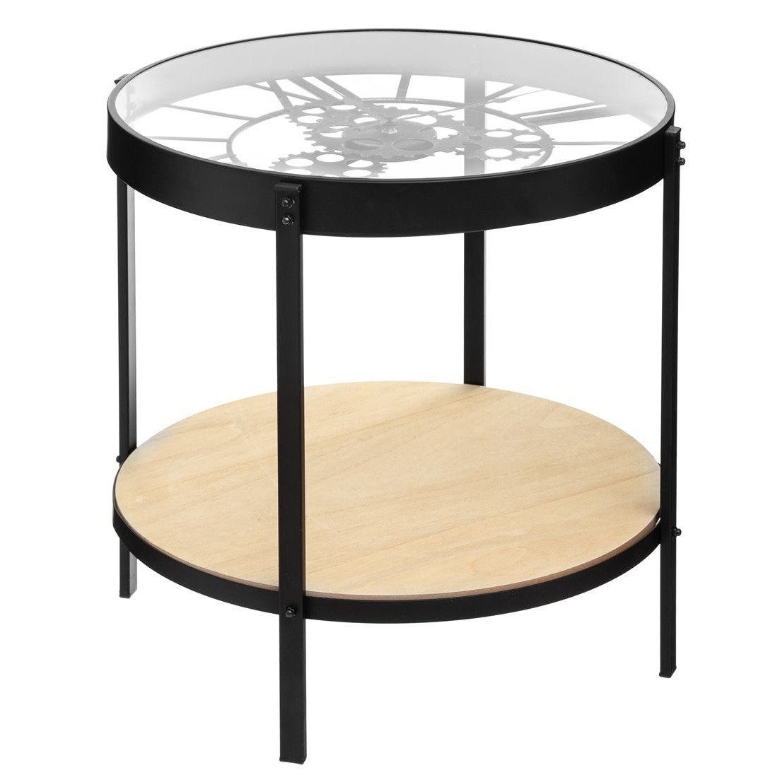 Atmosphera Créateur d'intérieur Beistelltisch Couchtisch mit Uhr und Regal MECA, Ø 49 cm, Metall - Atmosphera (funktional), keine