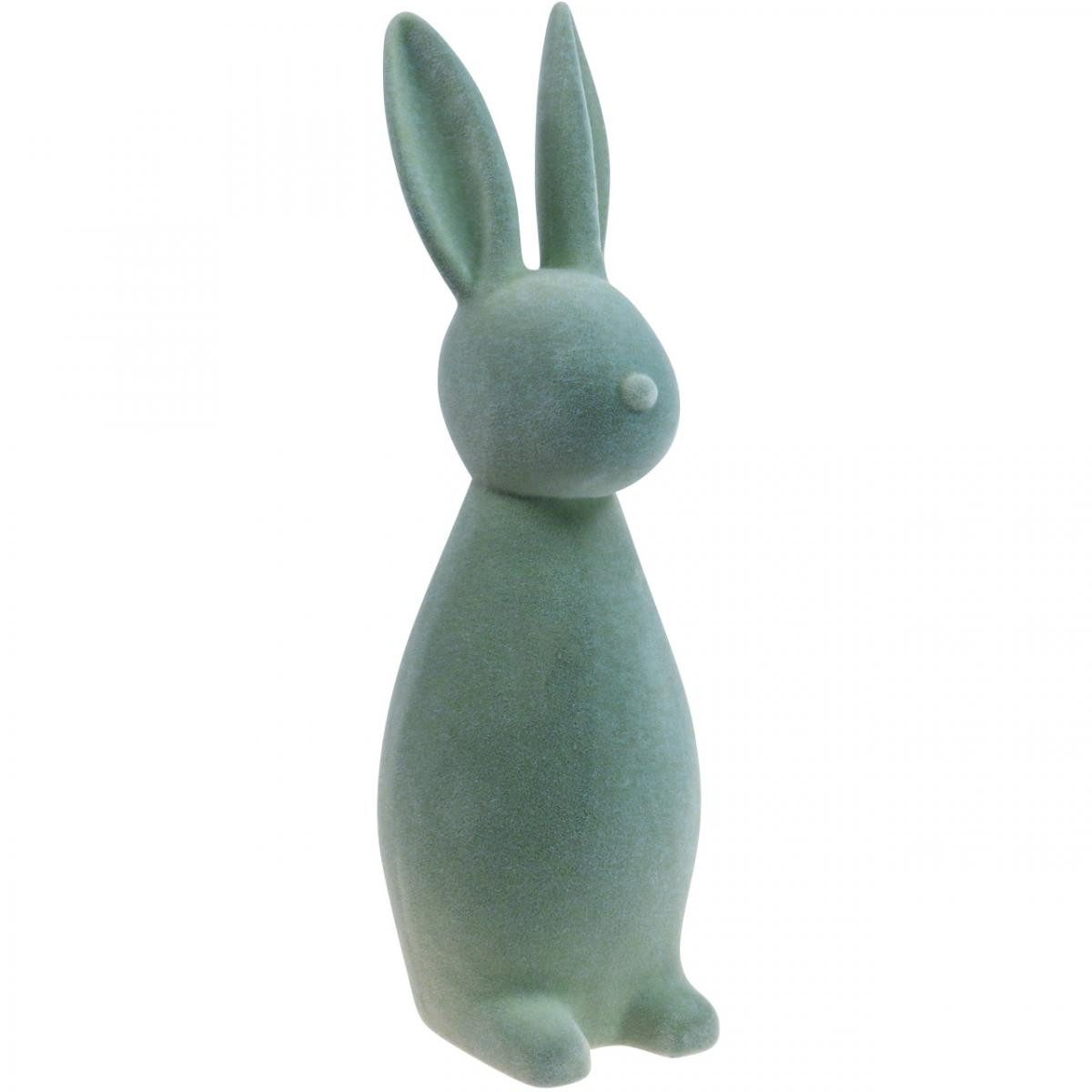 Florists Products Osterhase Dekofigur Osterhase samtig beflockt für Tischdeko und Frühling