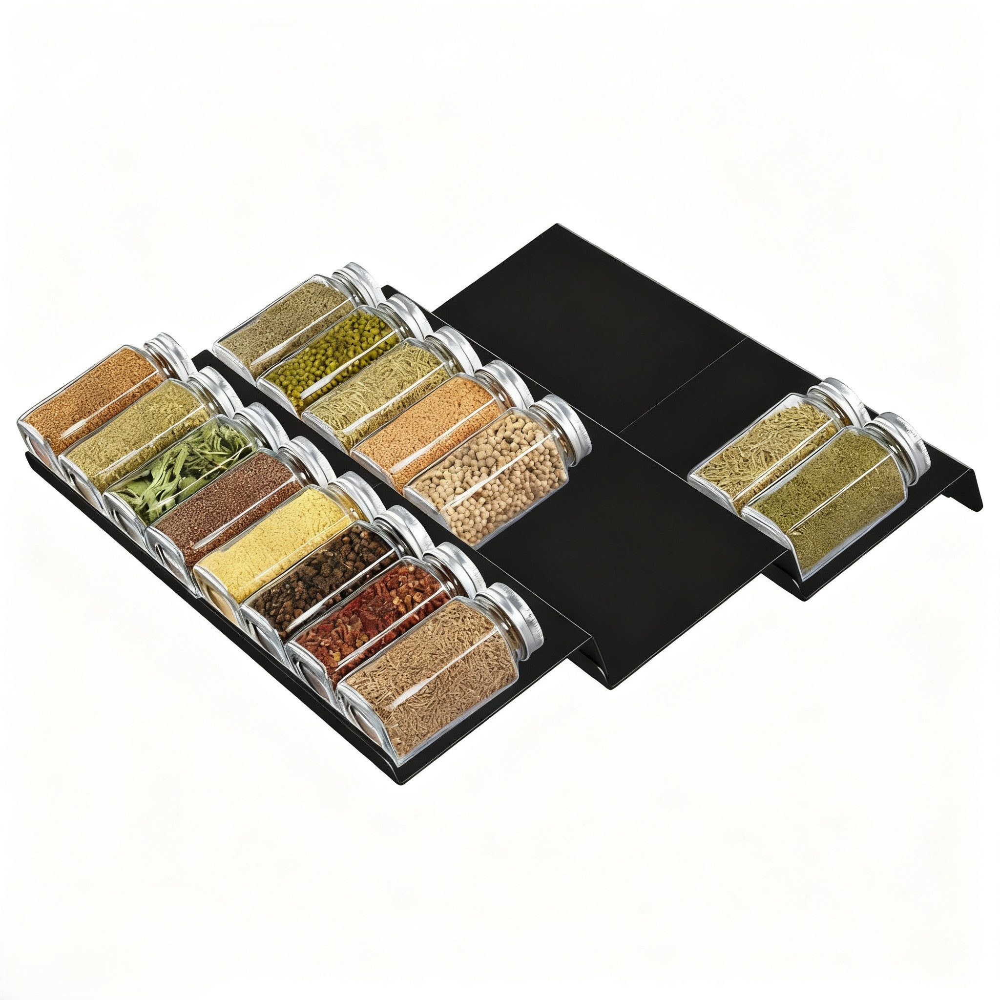 Lifewit Servierständer Justierbare Gewürzschublade Organizer, Expandable Gewürzregal, (6-tlg), Geneigtes