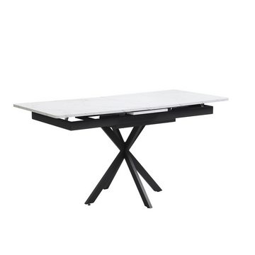 REDOM Esstisch Erweiterbar Esszimmertisch rechteckig (Erweiterbar Esszimmertisch rechteckig Küchentisch weiß Marmoroptik), Ausziehbar 150-180cm Tischplatte
