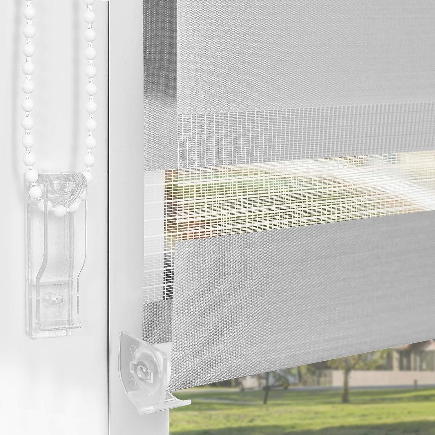 Doppelrollo rollos Ohne Bohren 130cm/150cm, Vkele, freihängend,Blickdicht,Lichtschutz und verspannt, Klemmträger,Klemmfix, rollo für Fesnter und Tür – Bild 4 von 5