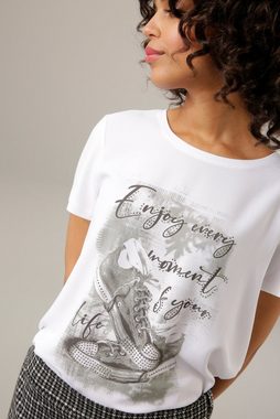Aniston CASUAL Shirtbluse mit Glitzersteinchen verzierter Frontdruck