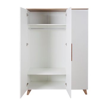 roba® Kinderkleiderschrank Ole - Schrank mit 3 Türen - Holz weiß lackiert / Dekor Wotan Eiche Schrank für Kinderzimmer mit hochwertigen Massivholzgriffen & -füßen