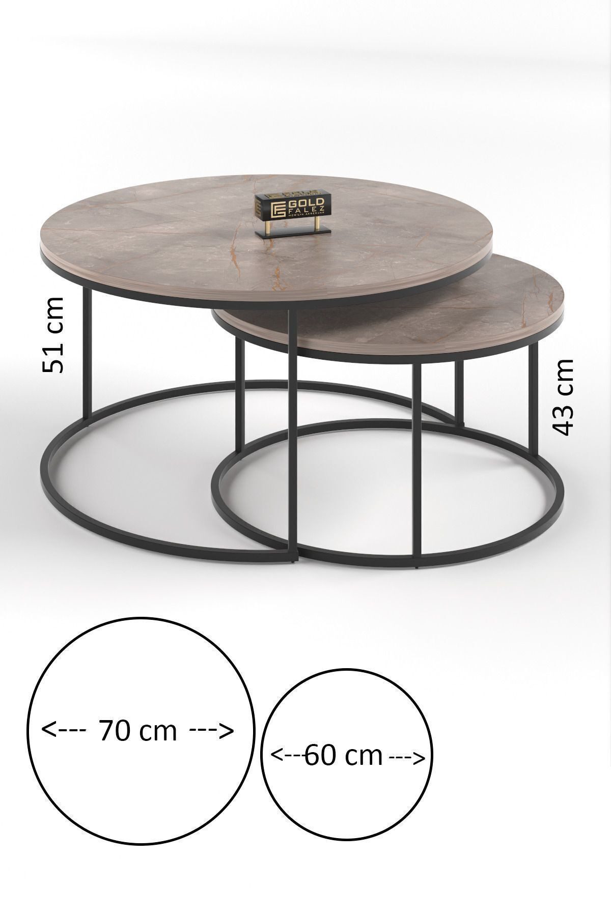 en.casa Couchtisch (2-St), 2er-Set, ineinander schiebbar, runde Tischplatte günstig online kaufen