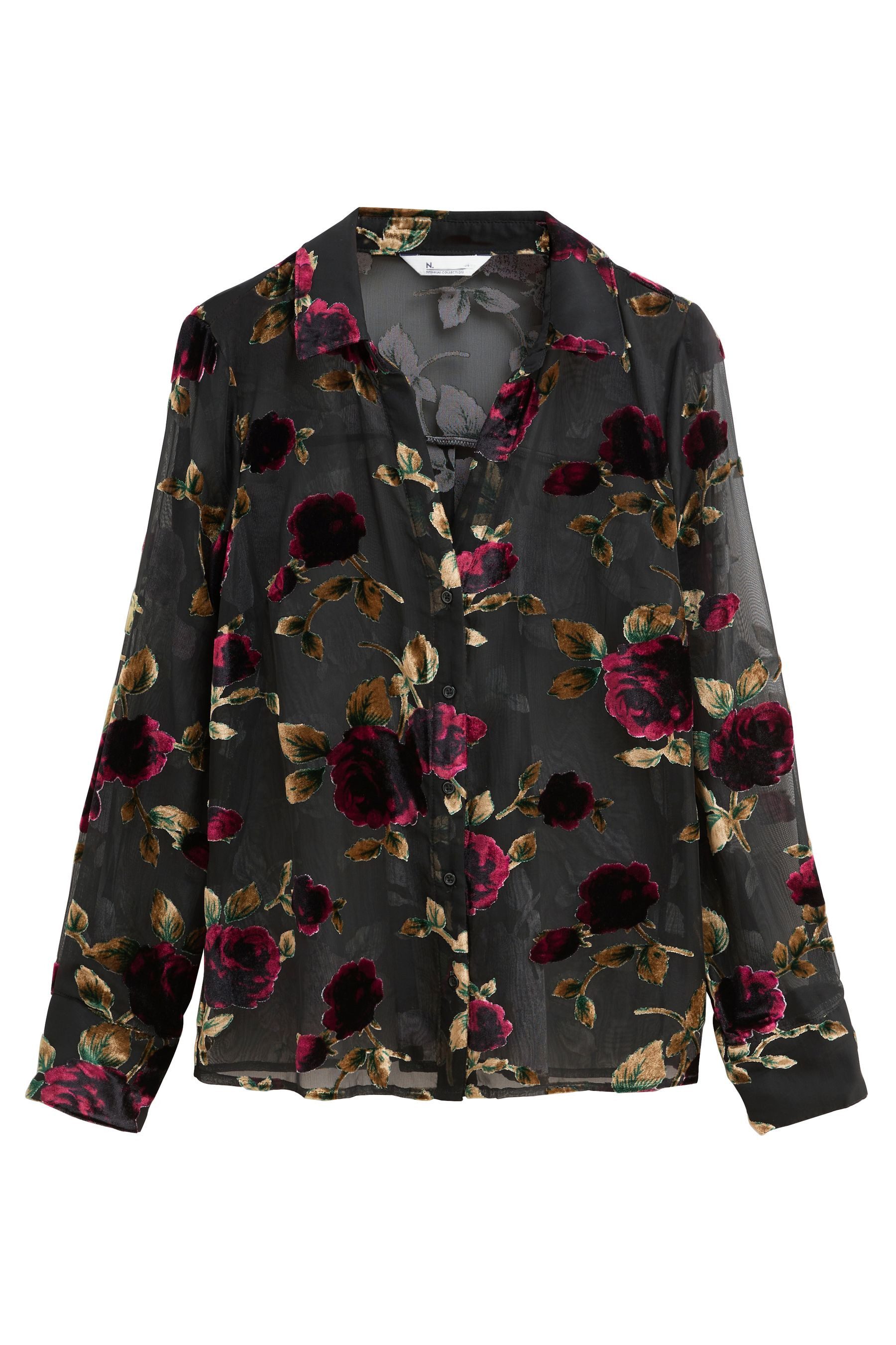 Next Hemdbluse Transparente N. Premium Bluse mit Samt-Beflockung (1-tlg) günstig online kaufen