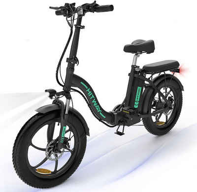HITWAY E-Bike »Elektrofahrrad klapprad,250W E-Bike Fat Reifen 20" Mit 36V/11Ah«, Kettenschaltung, 250,00 W