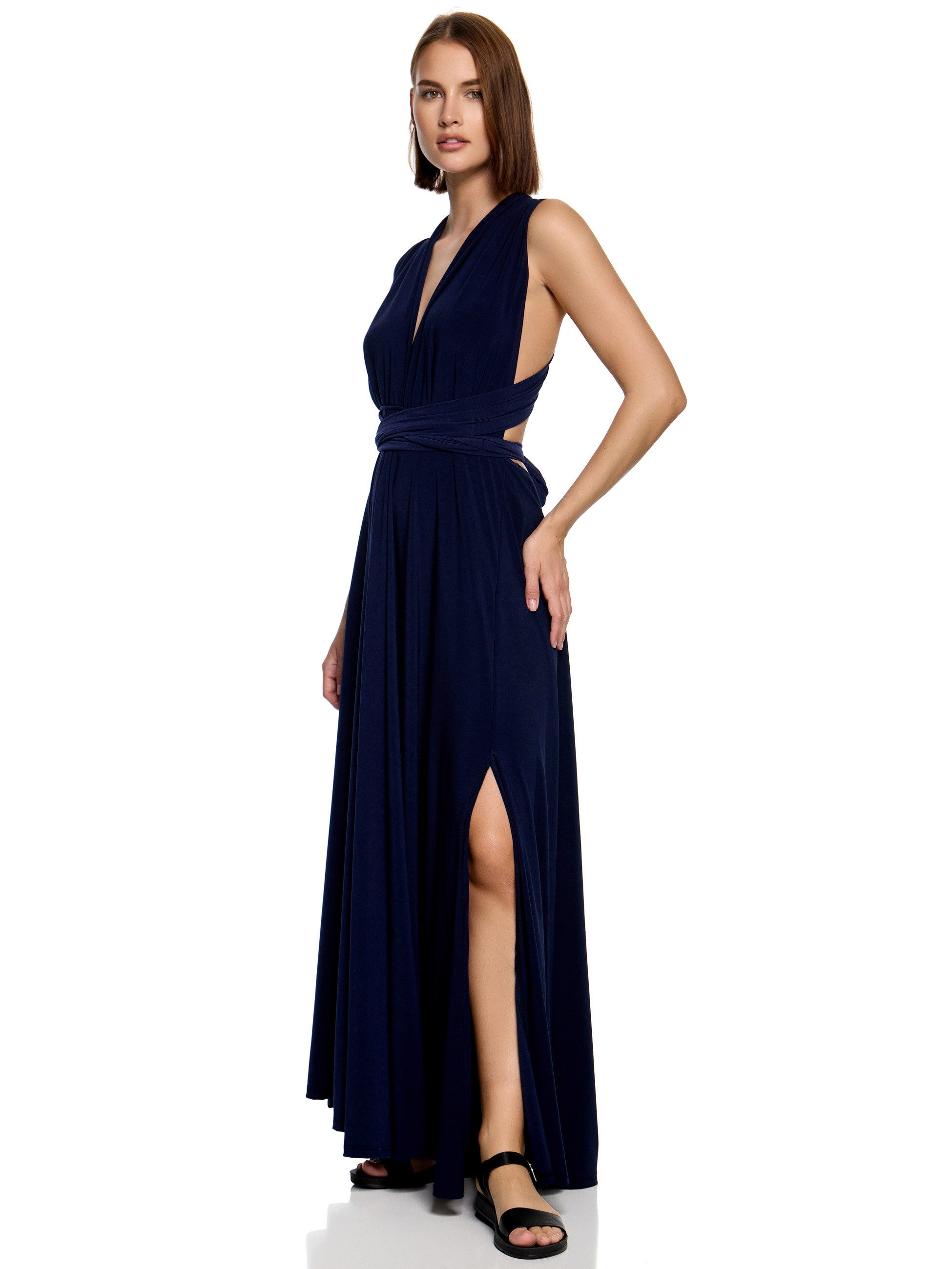 Worldclassca Abendkleid Worldclassca Abendkleid Partykleid Lang mit Schlitz Sommerkleid Maxikleid Cocktailkleid Wickelkleid Elegant Schulterfrei Ärmellos